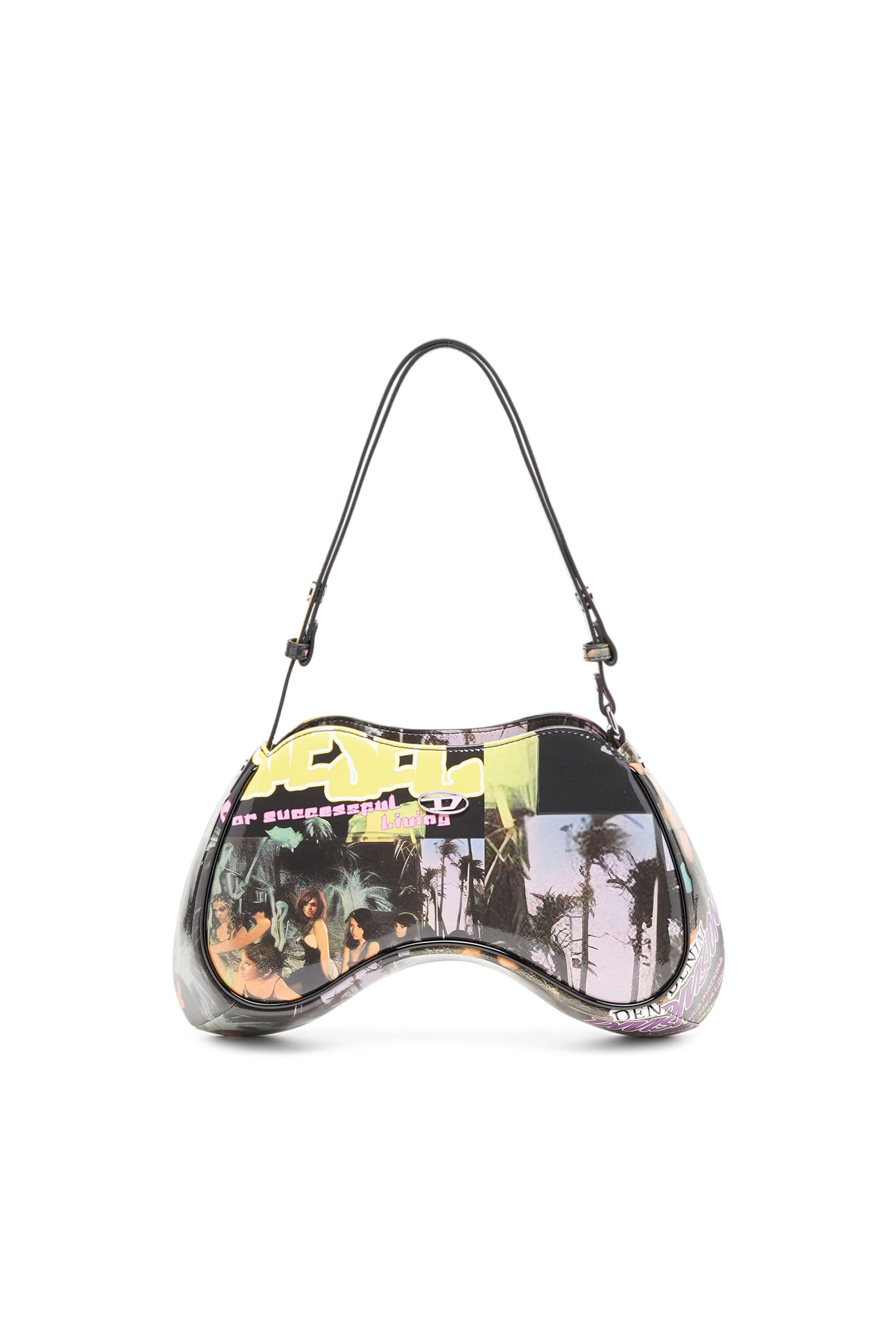 Diesel - PLAY SHOULDER, Female's Play-Shoulder bag in printed glossy PU in Multicolor - 1