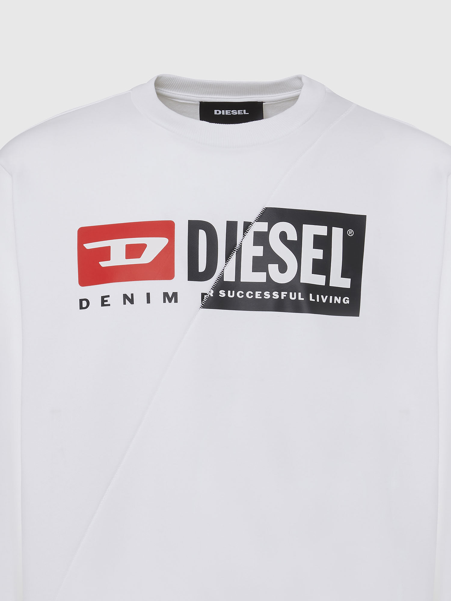 Diesel - S-GIRK-CUTY, Sudadera con estampado de logotipo doble Hombre in Blanco - 4