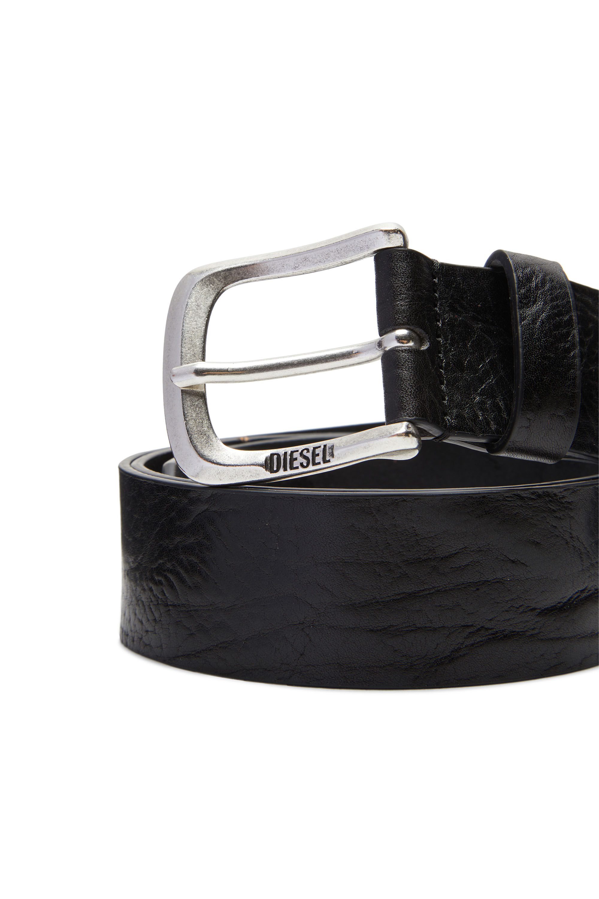 Diesel - B-JACKRON, Ceinture en cuir texturé avec empiècement jacron Homme in Noir - 3