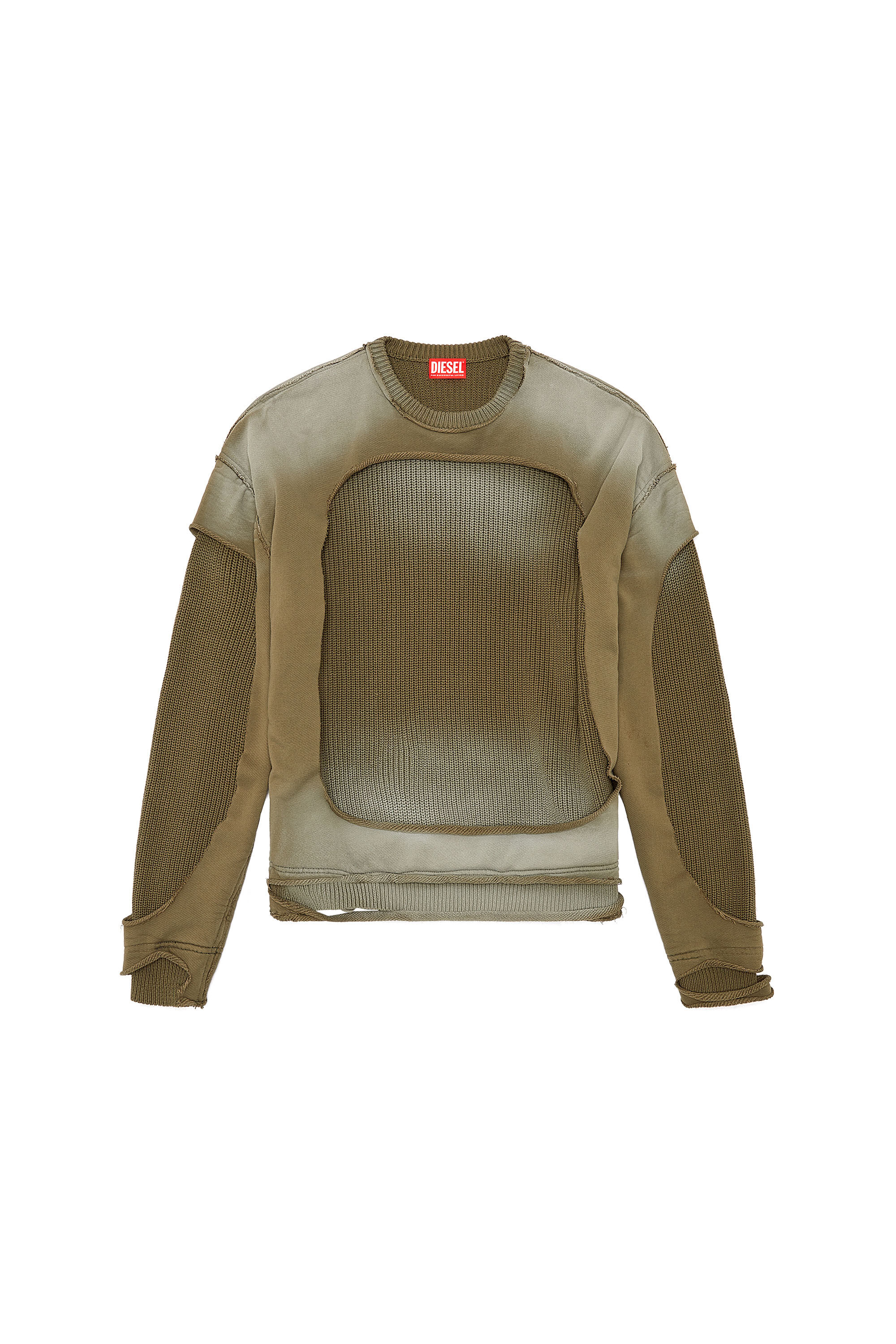 Diesel - K-OSBERT, Pull avec effet peel-off destroy Homme in Vert - 2