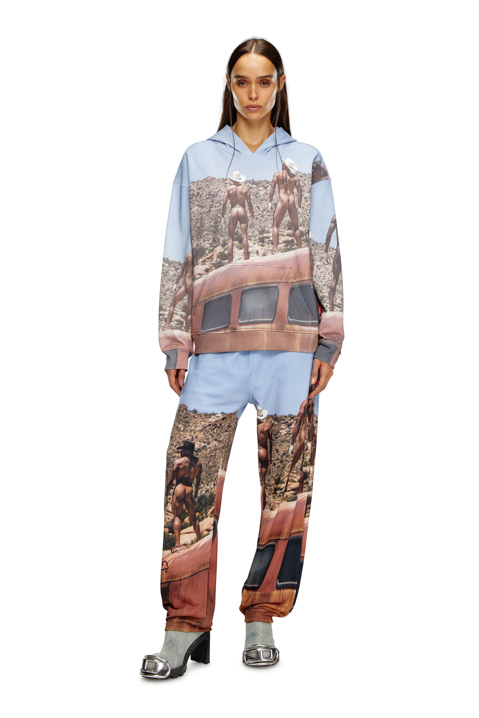 Diesel - PR-S-NLABEL-HOOD-HVB, Sweat-shirt à capuche avec imprimé all-over Mixte in Bleu - 6