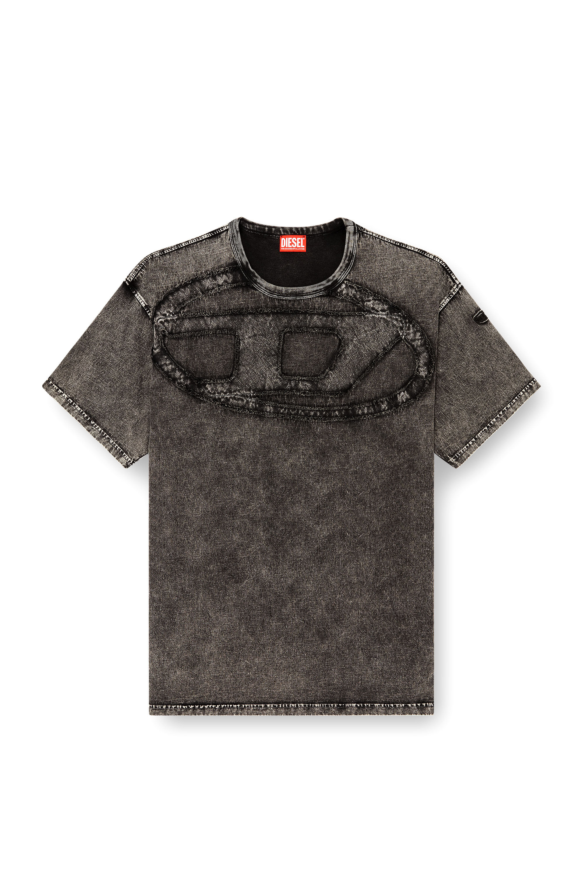 Men's Relaxed cotton T-shirt with Oval D applique | Grey | Diesel