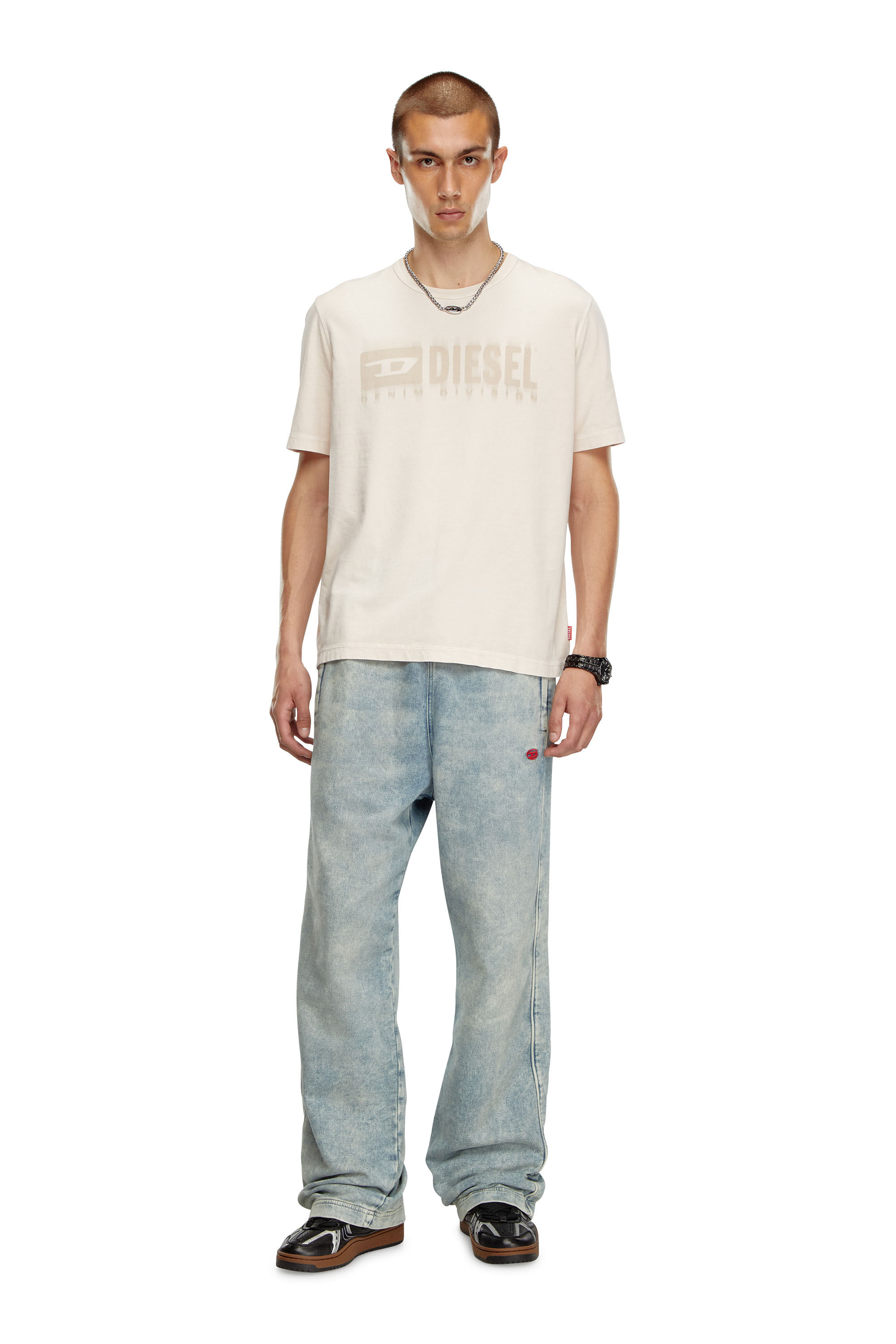 Diesel - T-ADJUST-K4, Man's T-shirt with sun-faded treatment in Beige - 1