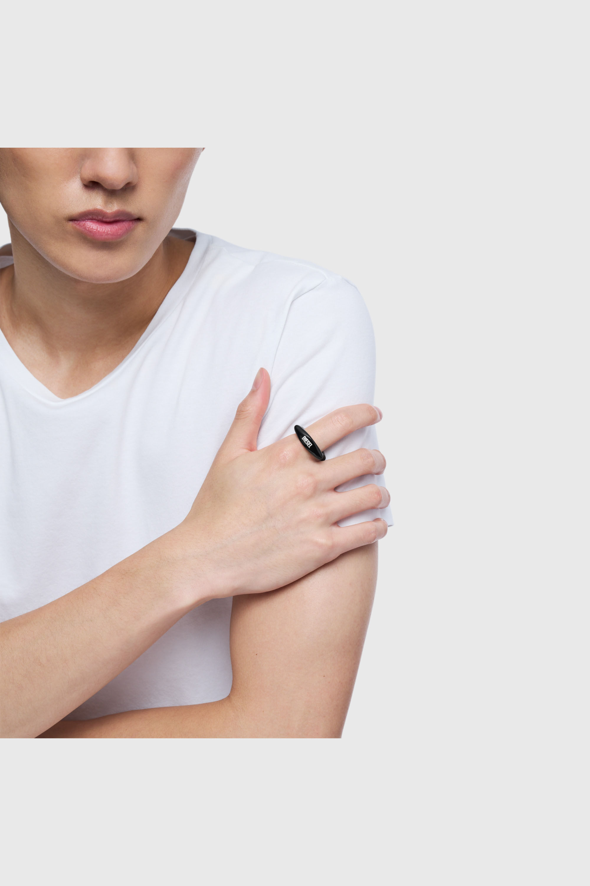 Diesel - DX1632001 JEWELLERY, Anillo de banda en acero inoxidable negro Unisex in Negro - 6