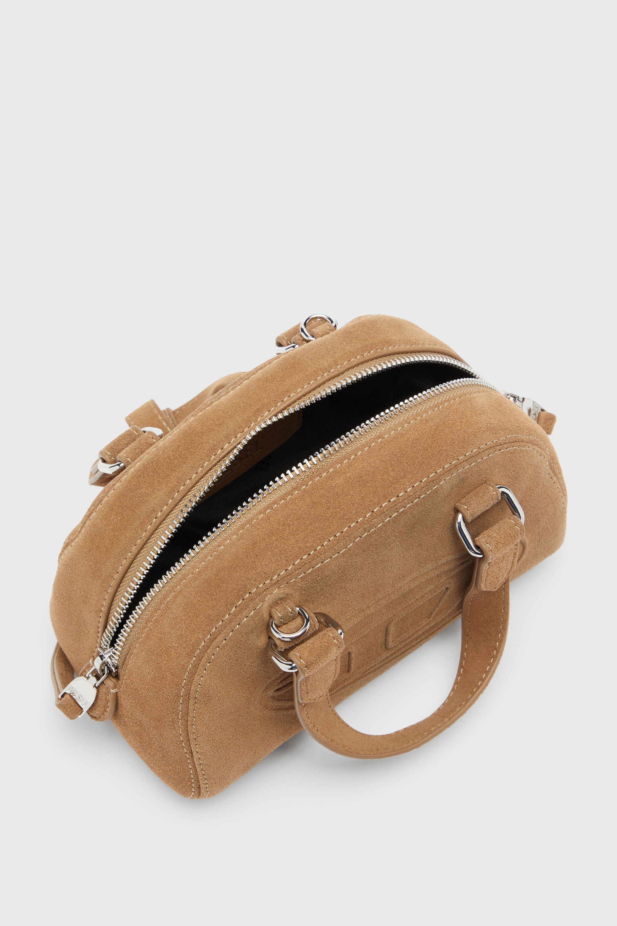 Women's 1DR Dome-Suede small bowling bag | Beige | Diesel {{Country}}