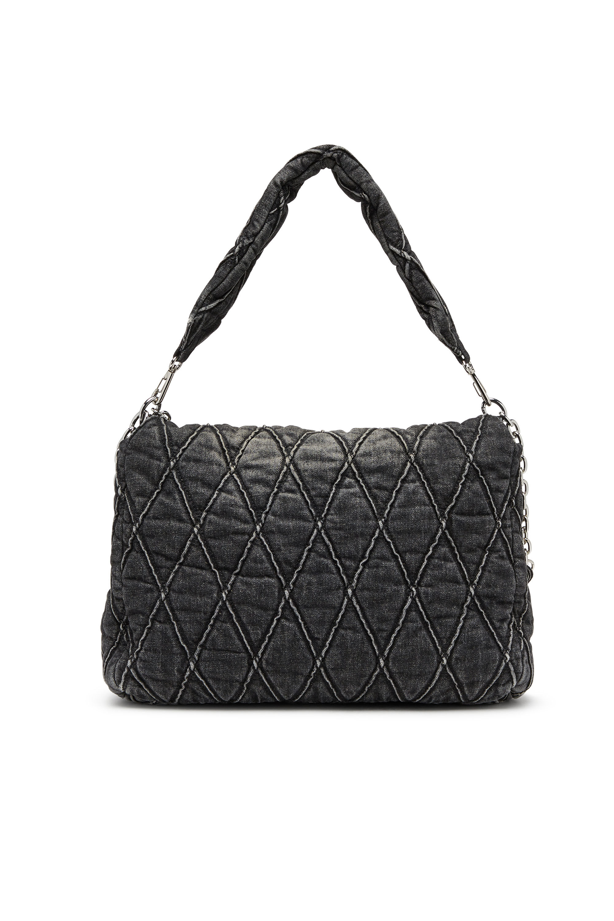 Diesel - CHARM-D SHOULDER L, Charm-D L-Grand sac à bandoulière en denim matelassé Femme in Noir - 3