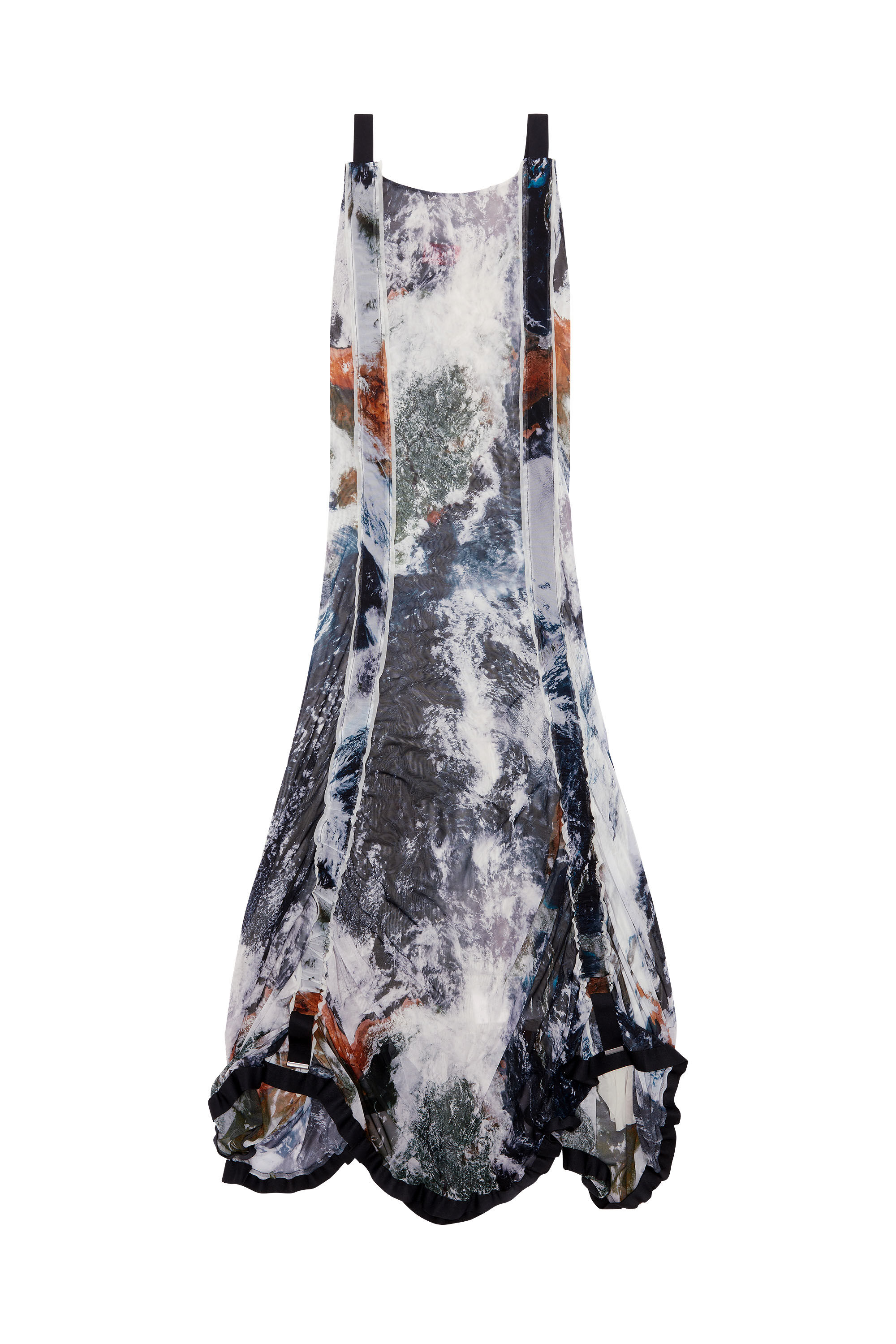 Diesel - D-TYLER, Female's Draped dress with Planet print in Black/Grey - 2