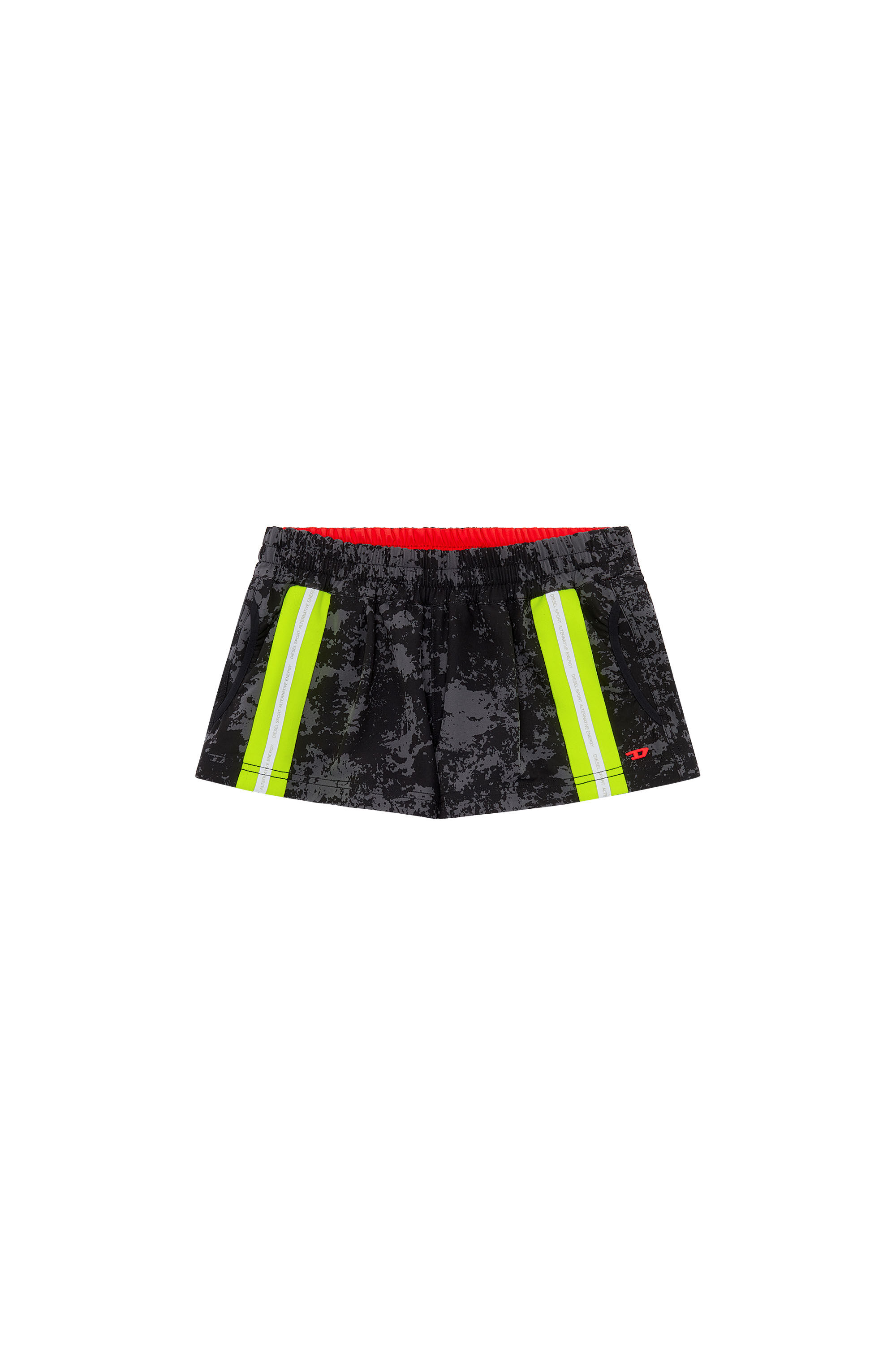 Diesel - AWWB-LILLIAN-WT35, Female's Woven shorts with cloudy print in Black/Yellow - 2