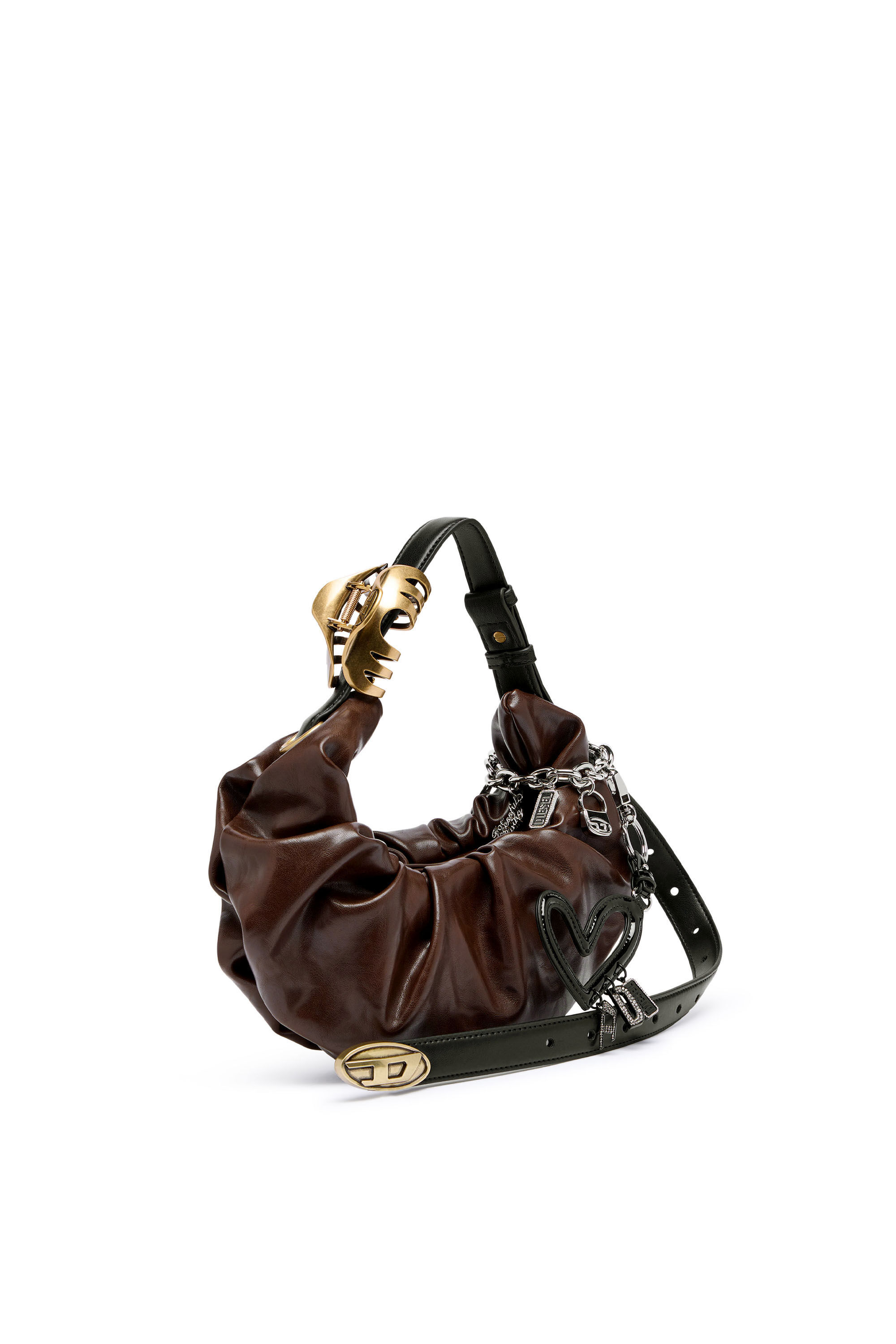 Women's Grab-D-Small scruched hobo bag | Brown | Diesel