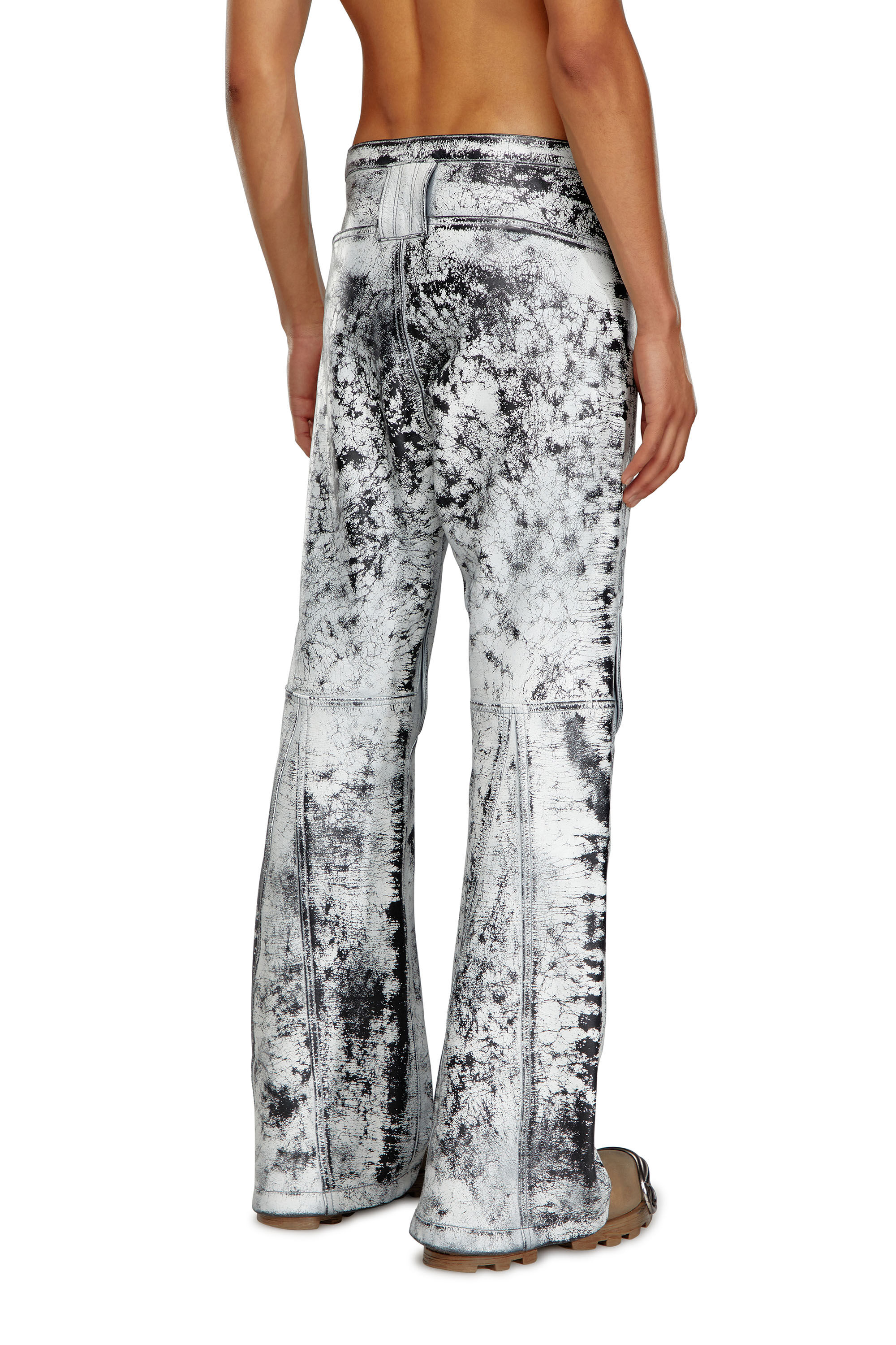 Diesel - P-GEN, Male's Treated leather pants in Black/White - 5