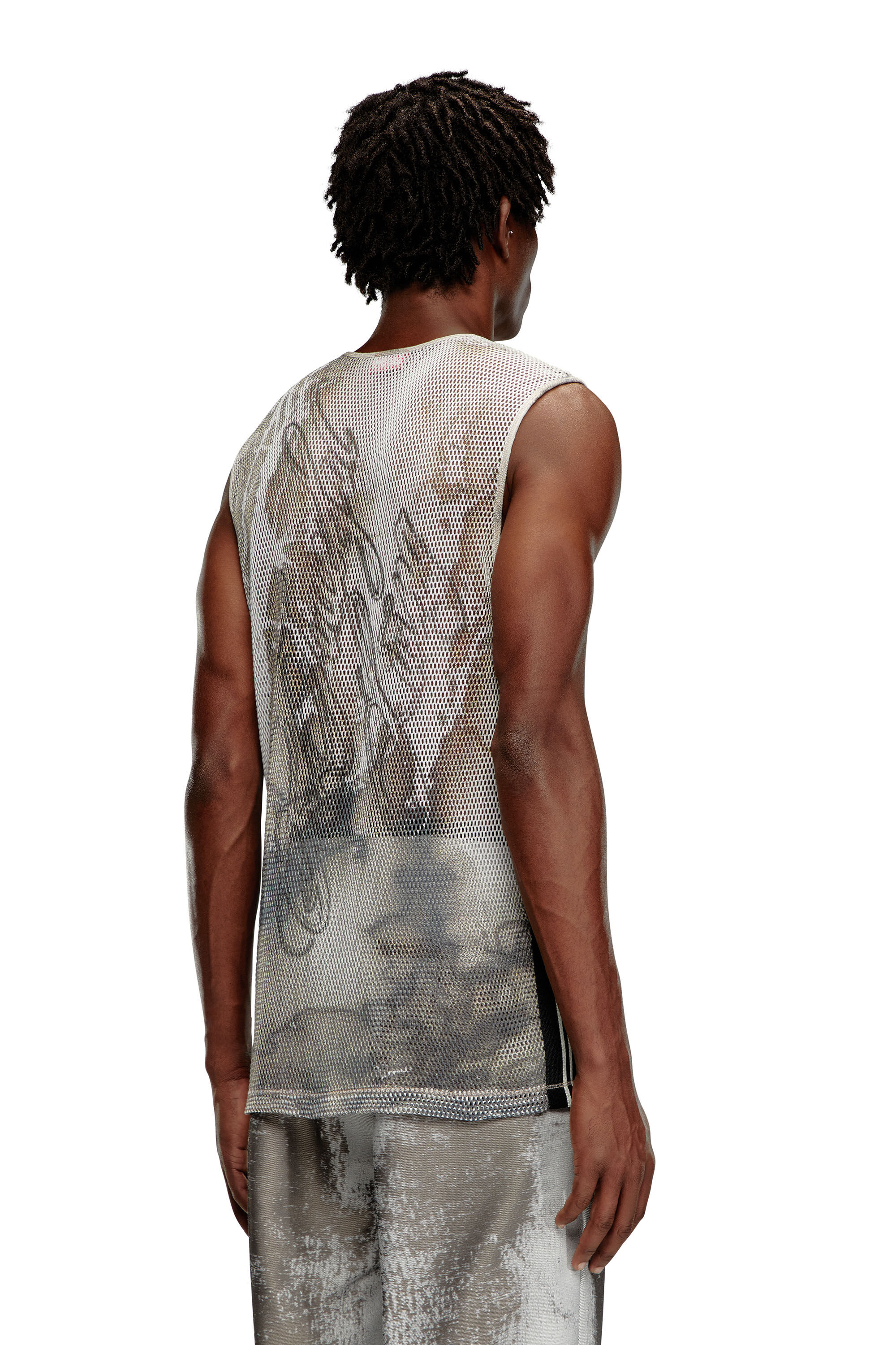 DIESEL Men's Sleeveless Knit Tシャツ Men's Tank top in printed mesh | White | Diesel