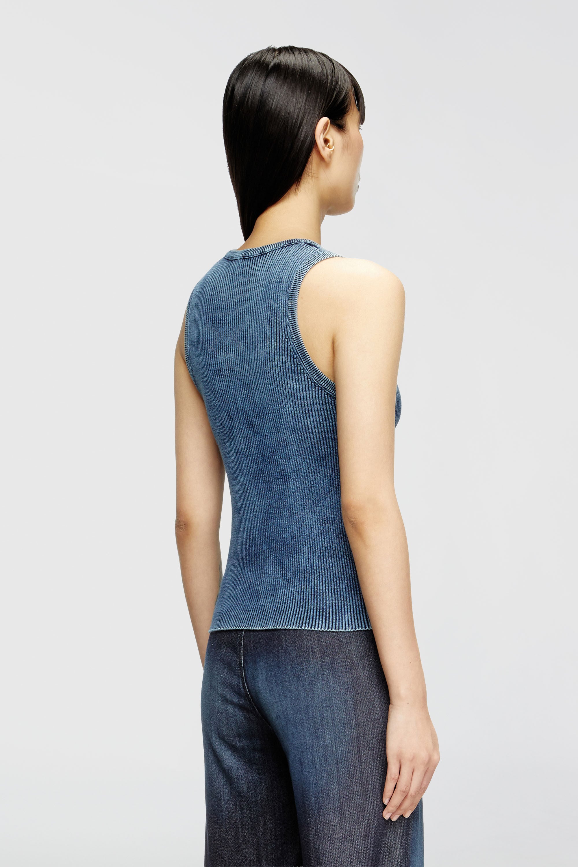 Diesel - M-ANCHOR-A-SL, Female's Rib-knit tank top with Oval D in Dark Blue - 5