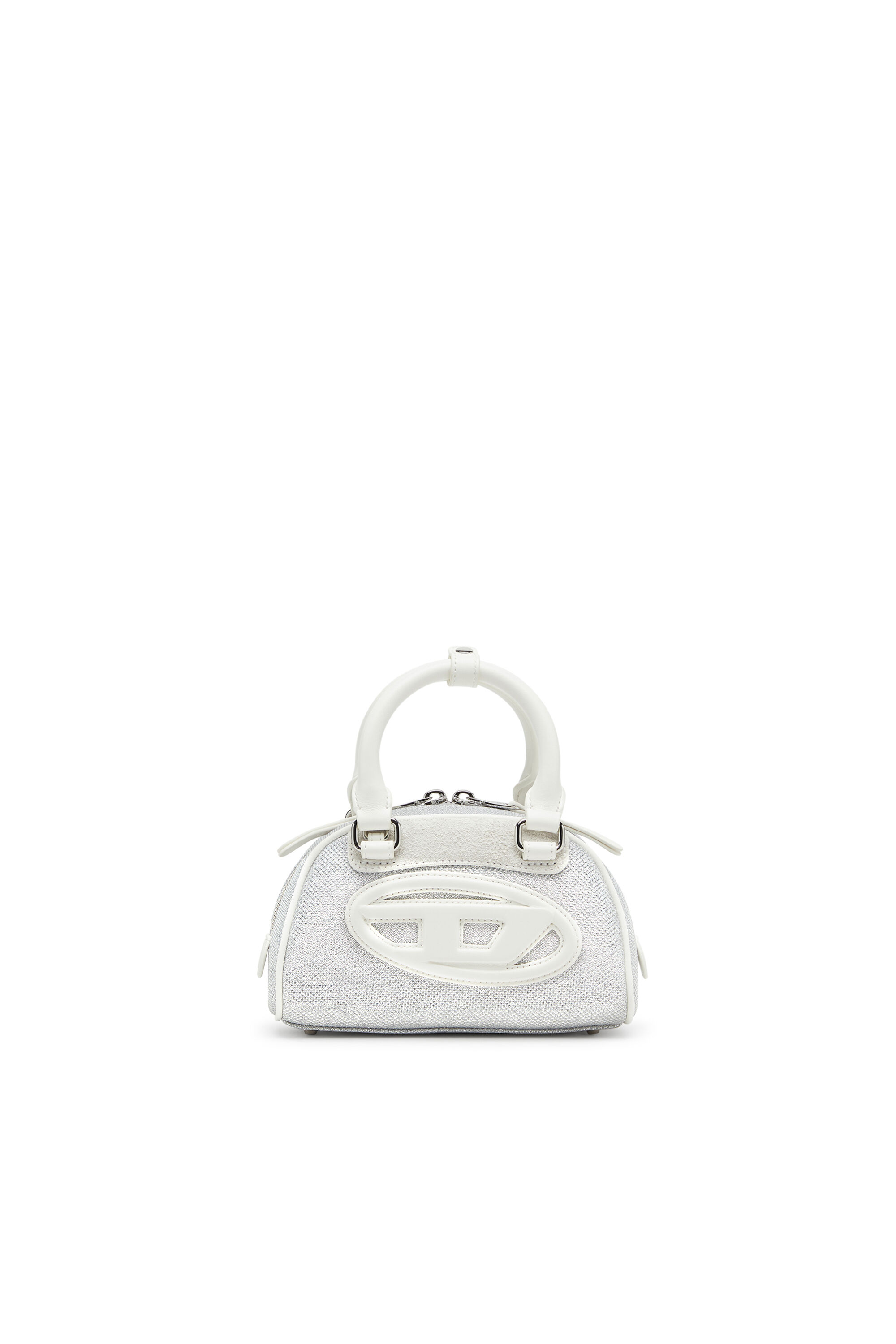 Women's 1DR Dome-Mini bowling bag in lurex fabric | White | Diesel