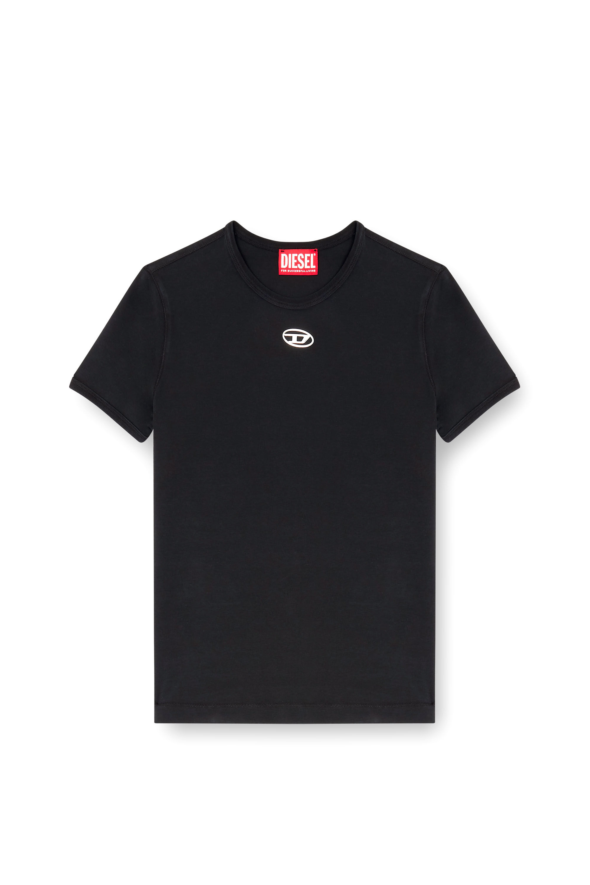 格安ディーゼルT-Shirt With llic Oval Dブラック Women's Slim T-shirt with metallic Oval D | Black | Diesel