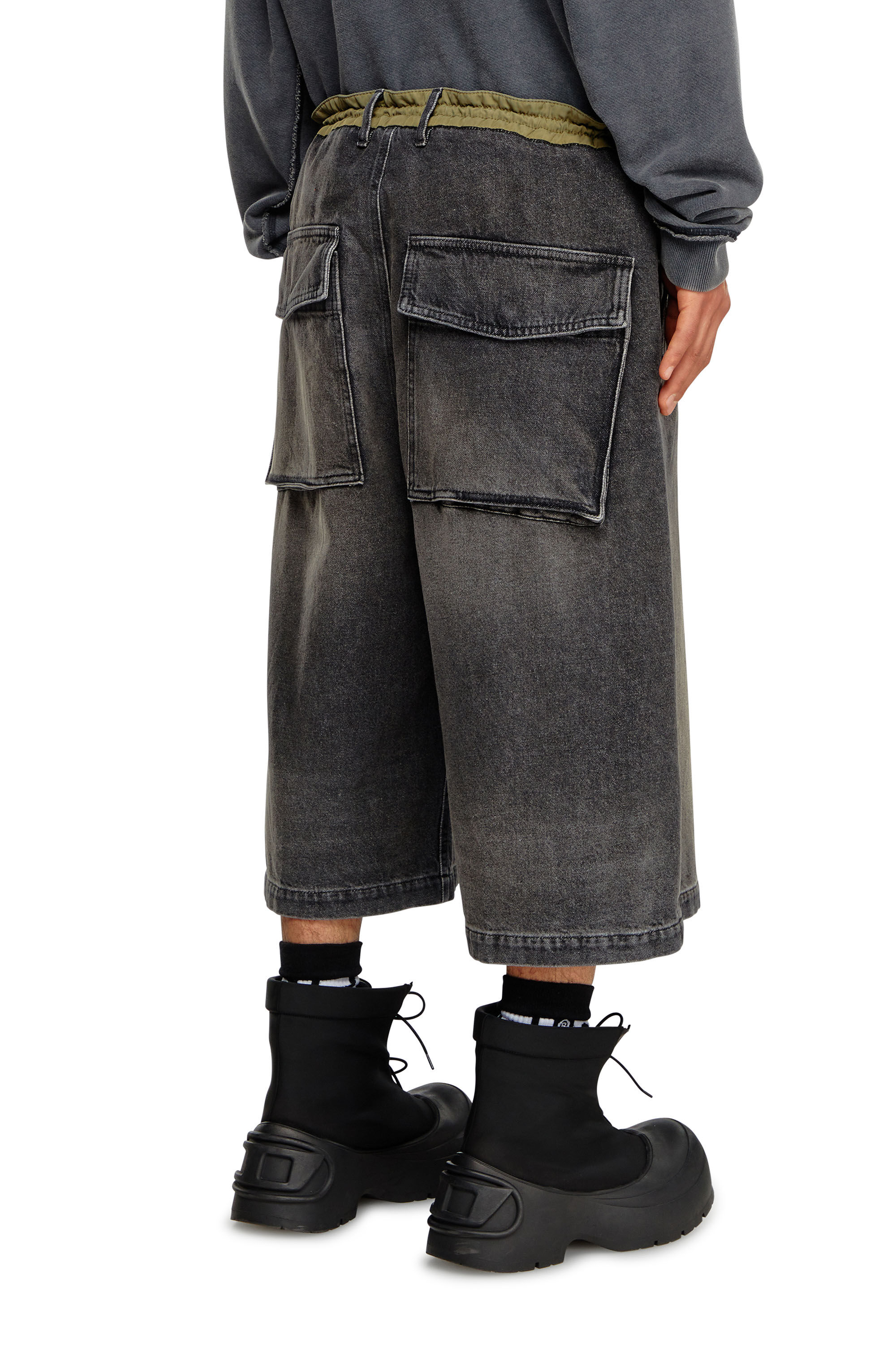 Diesel - D-ANDRE-SHORT-S, Bermuda ample en denim et nylon Homme in Noir - 5