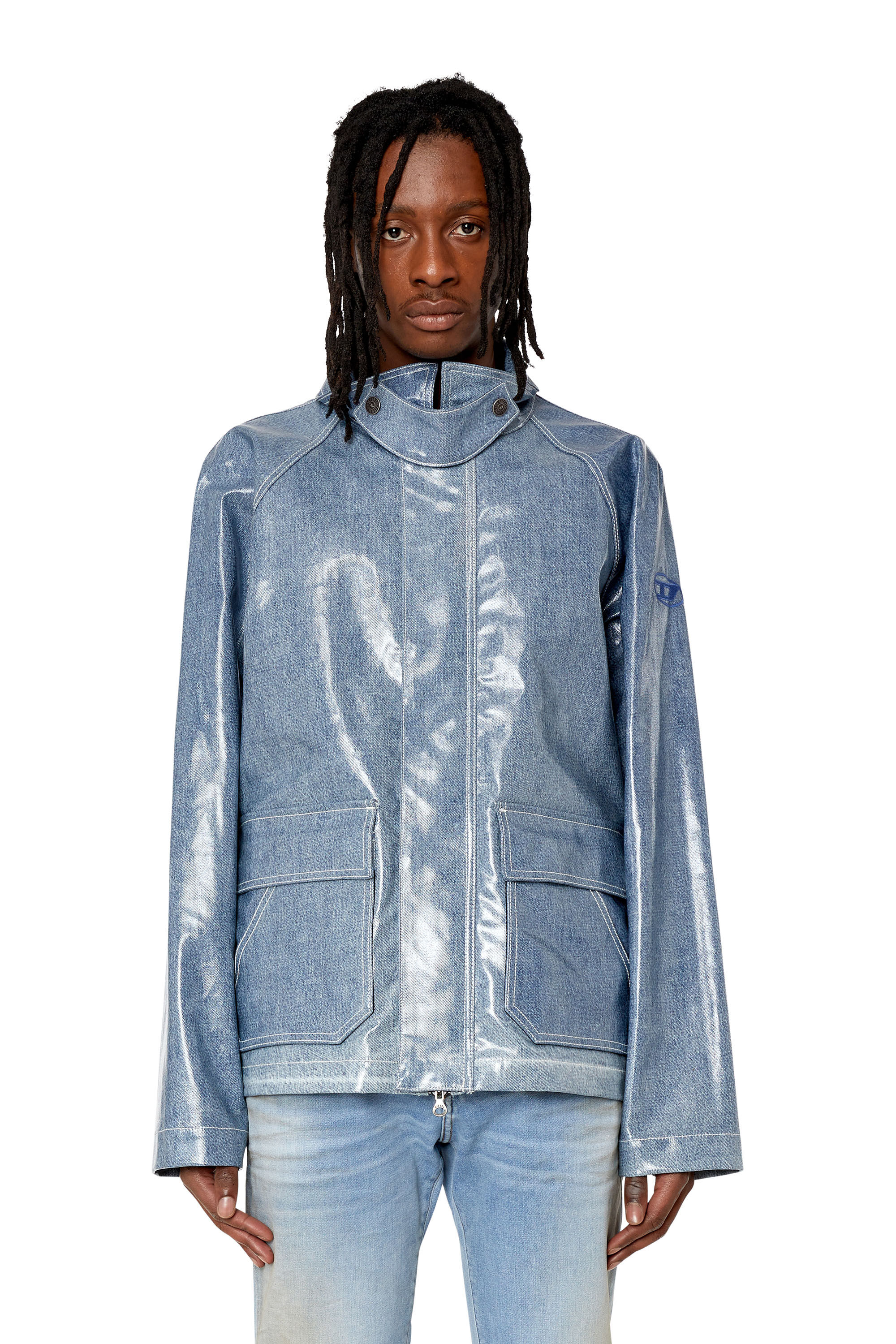 D-SURY Man: Shirt-collar jacket in coated denim | Diesel