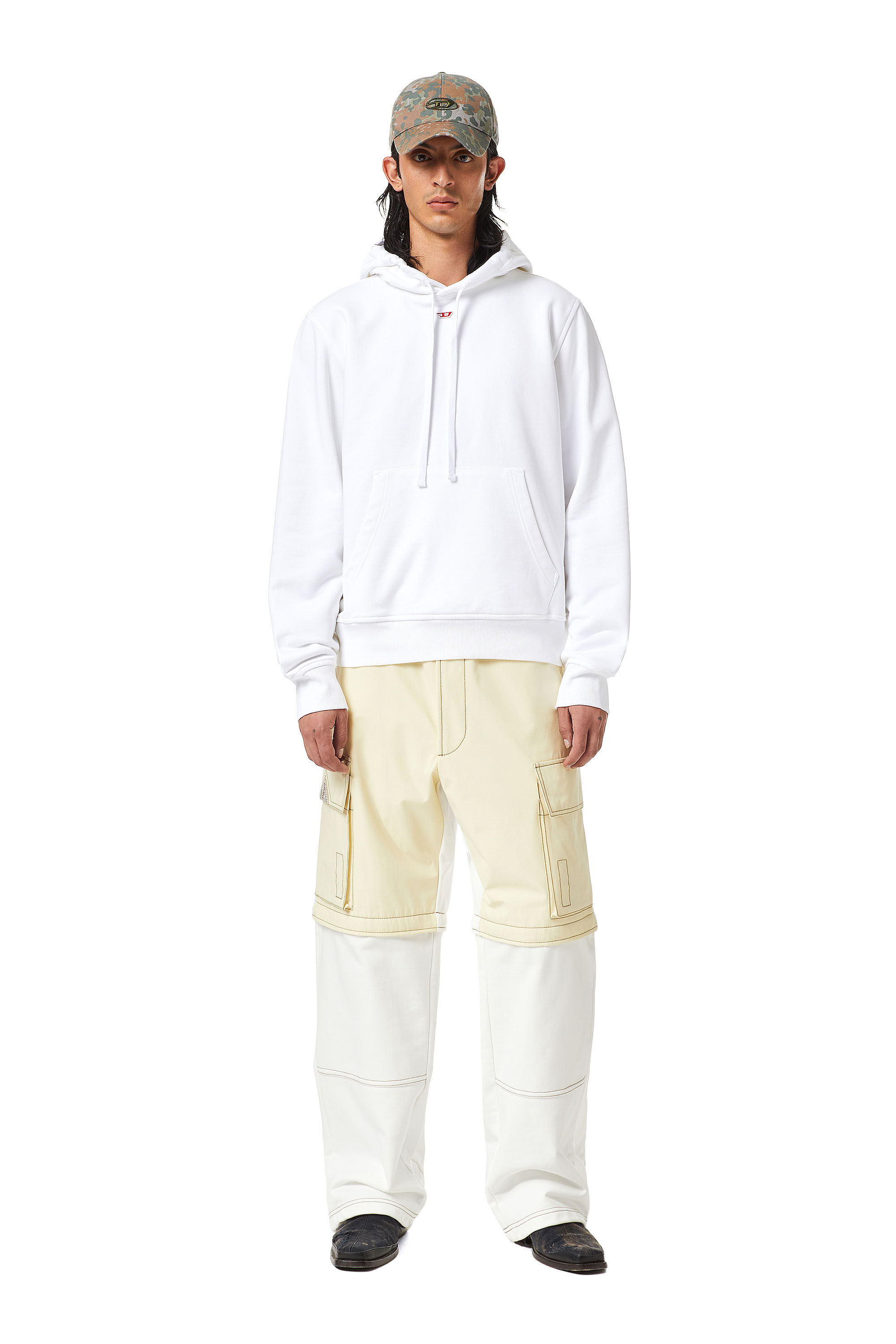 Diesel - S-GINN-HOOD-D, Male's Hoodie with D logo in White - 1