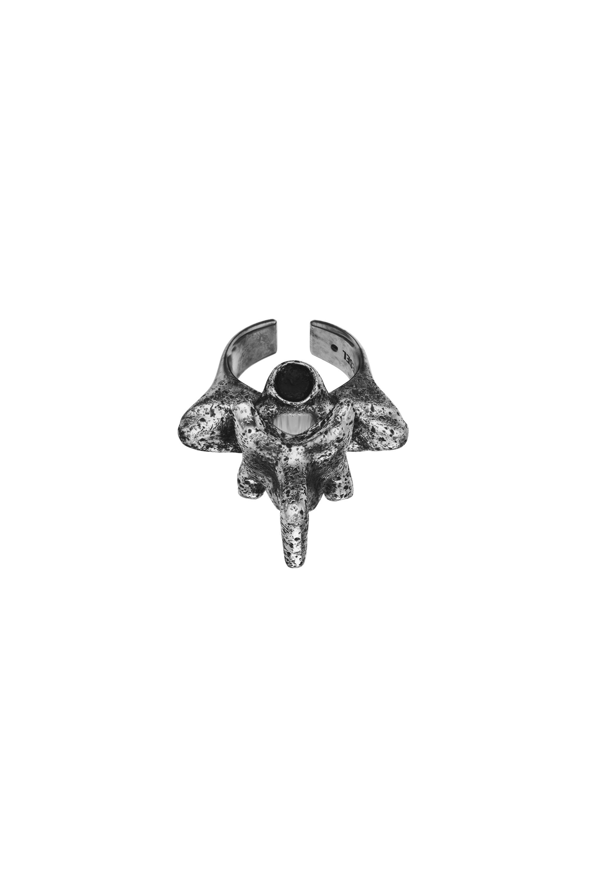 Diesel - DX1708040 JEWELLERY, Anillo en tono plateado con detalle central Unisex in Gris - 2