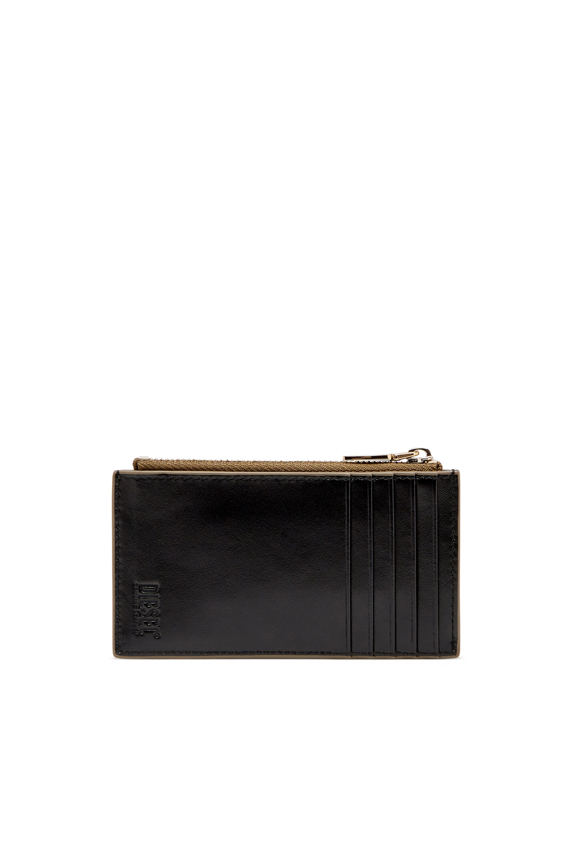 小物 Diesel 1dr Card Holder Zip L Women's Card holder in mirror leather | Brown | Diesel