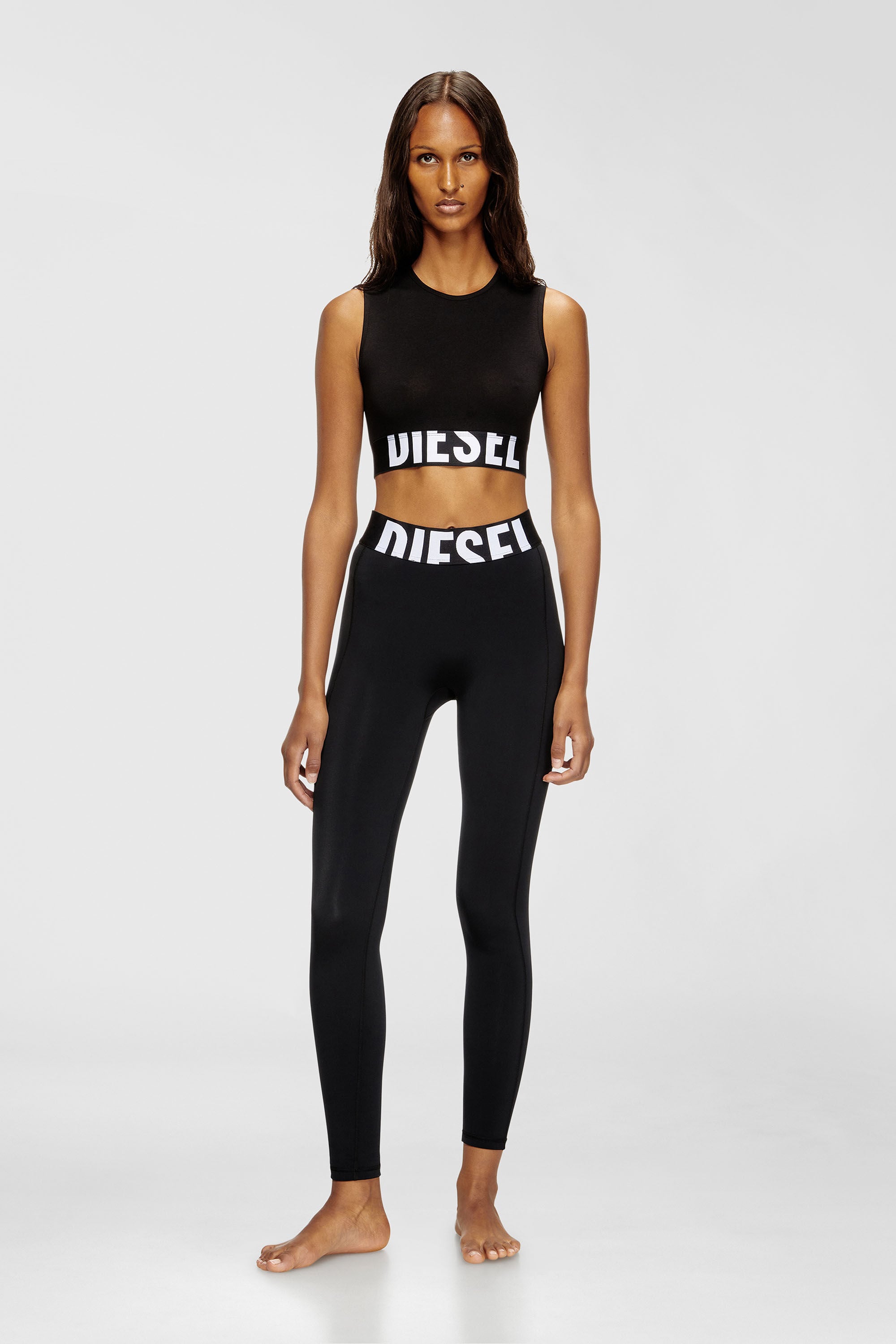 DIESEL ブラック タンクトップ XS Women's Cropped tank top with cut-off logo | Black | Diesel