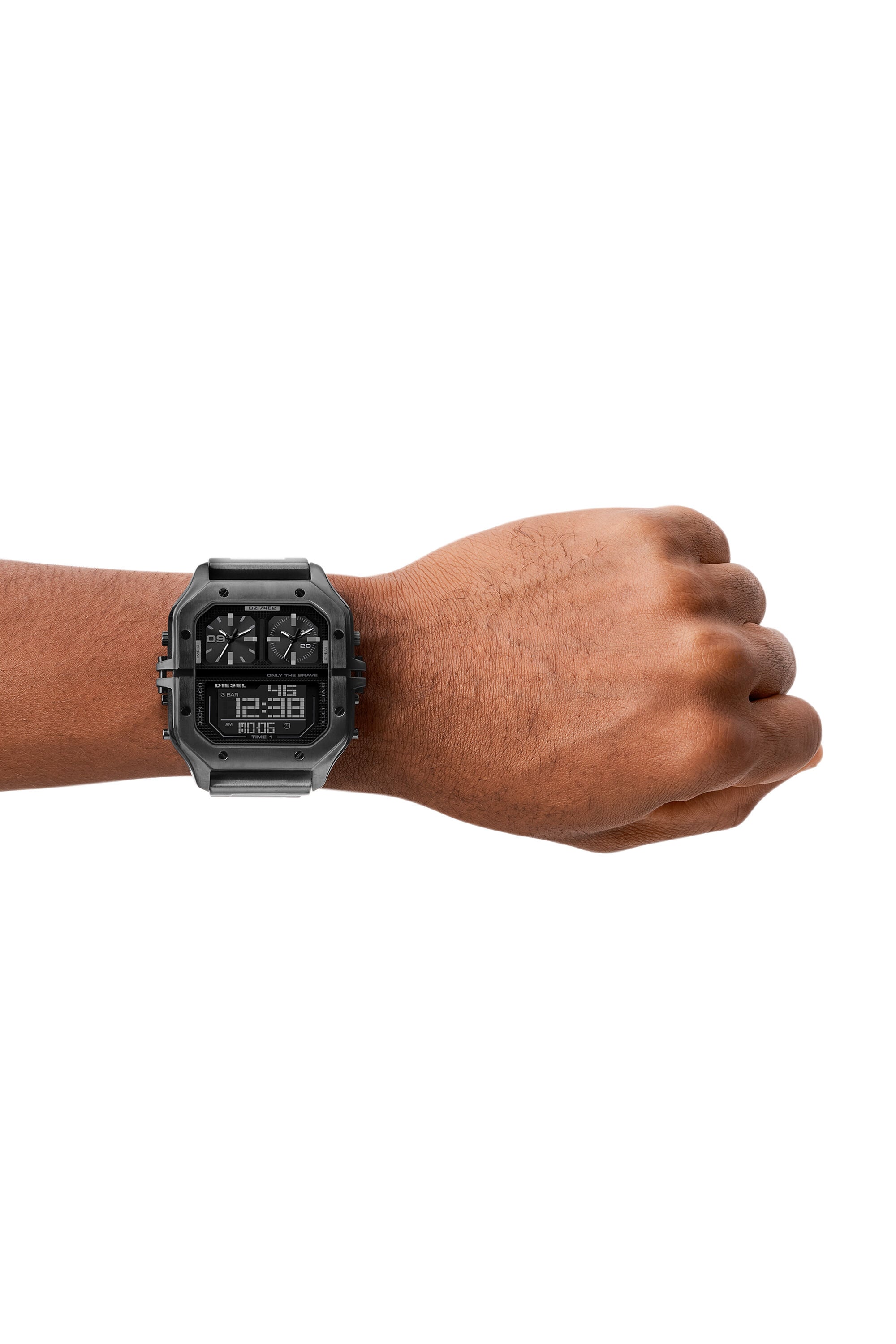 DZ7462 Man: Clasher ana-digi gunmetal stainless steel watch | Diesel