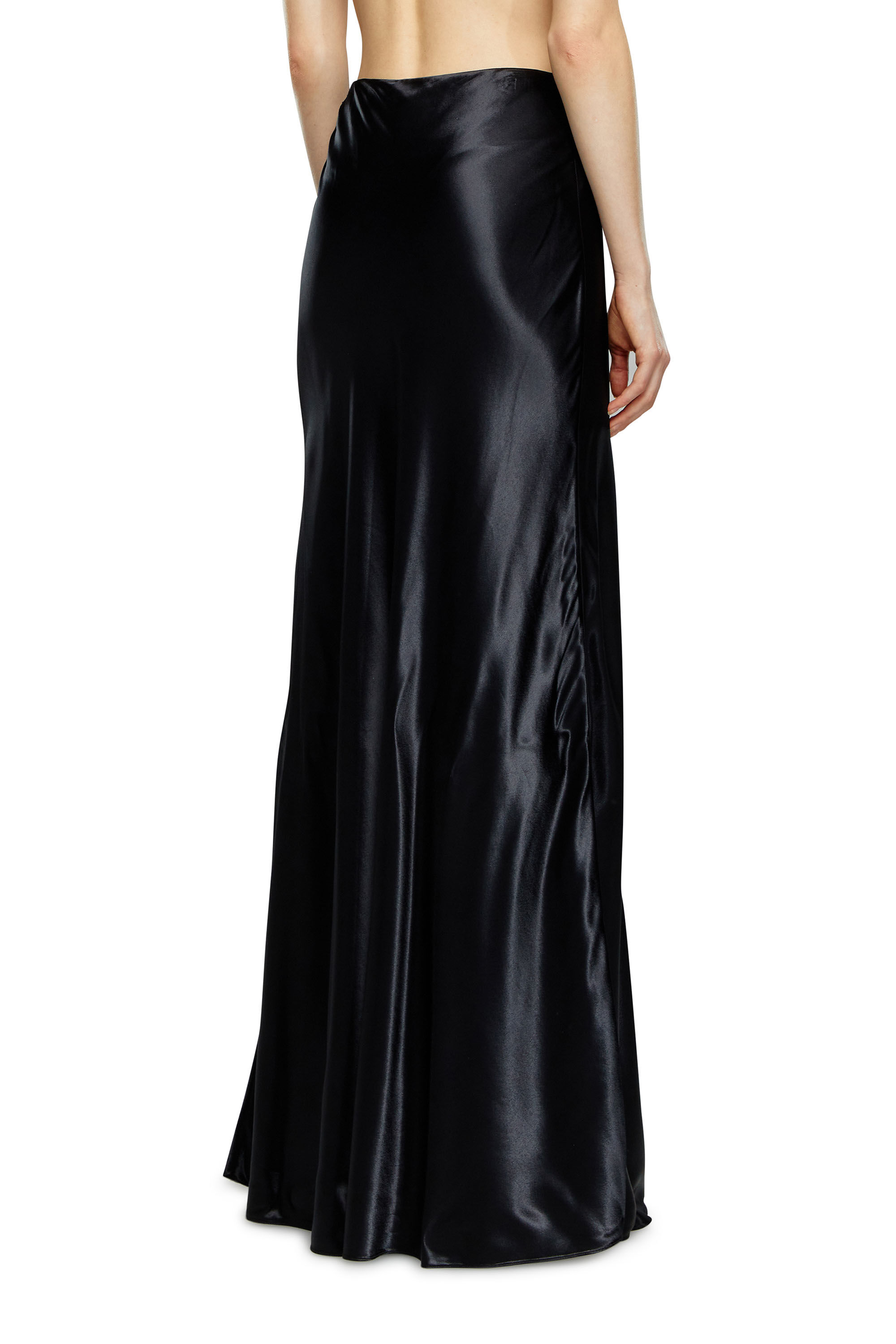 satin flare skirt digne ディニュ Women's Long satin skirt | Black | Diesel