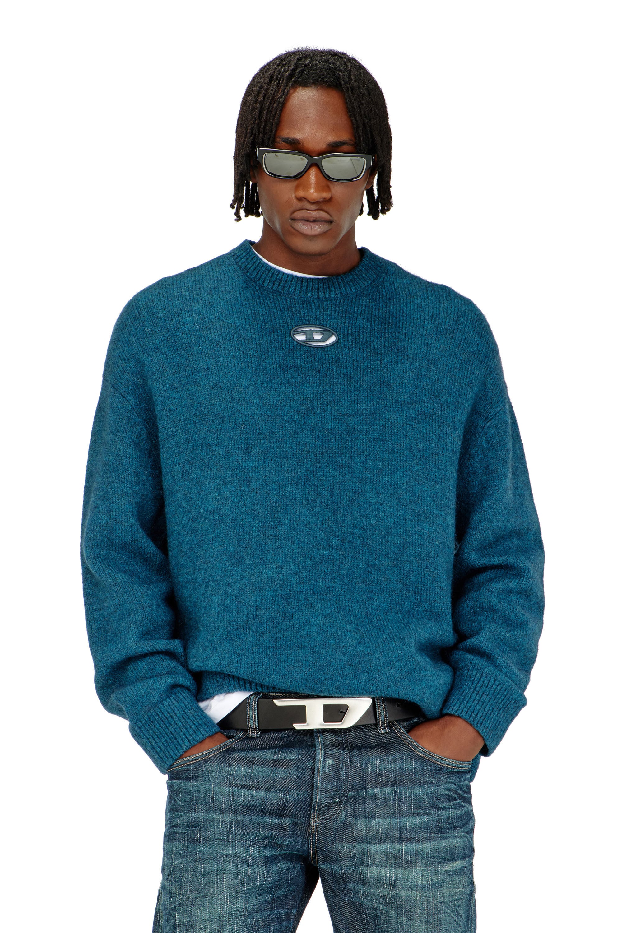 Diesel - K-AREESO, Male's Jumper in wool and alpaca blend in Water Green - 3