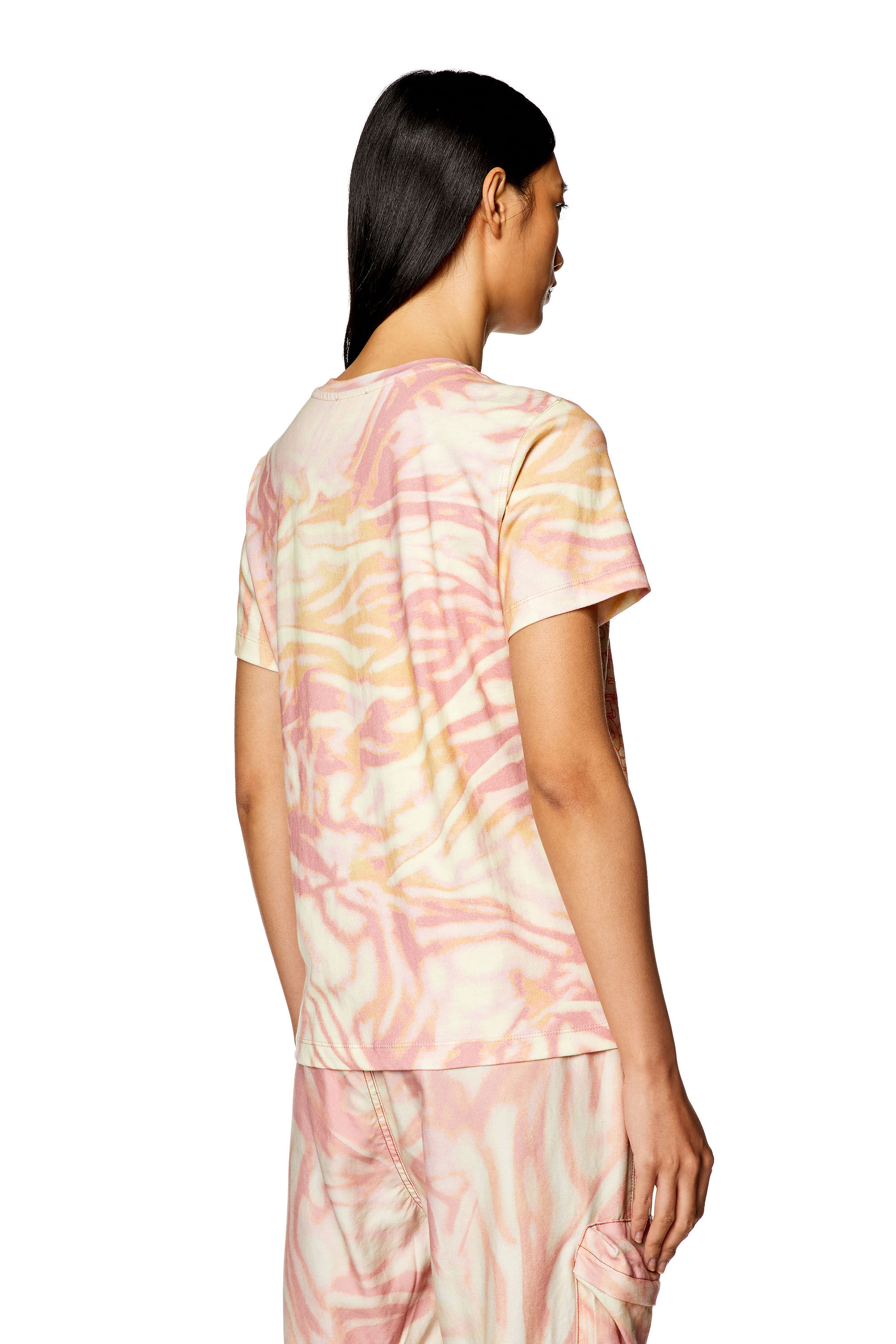 Women's T-shirt with zebra-camo print | Pink | Diesel