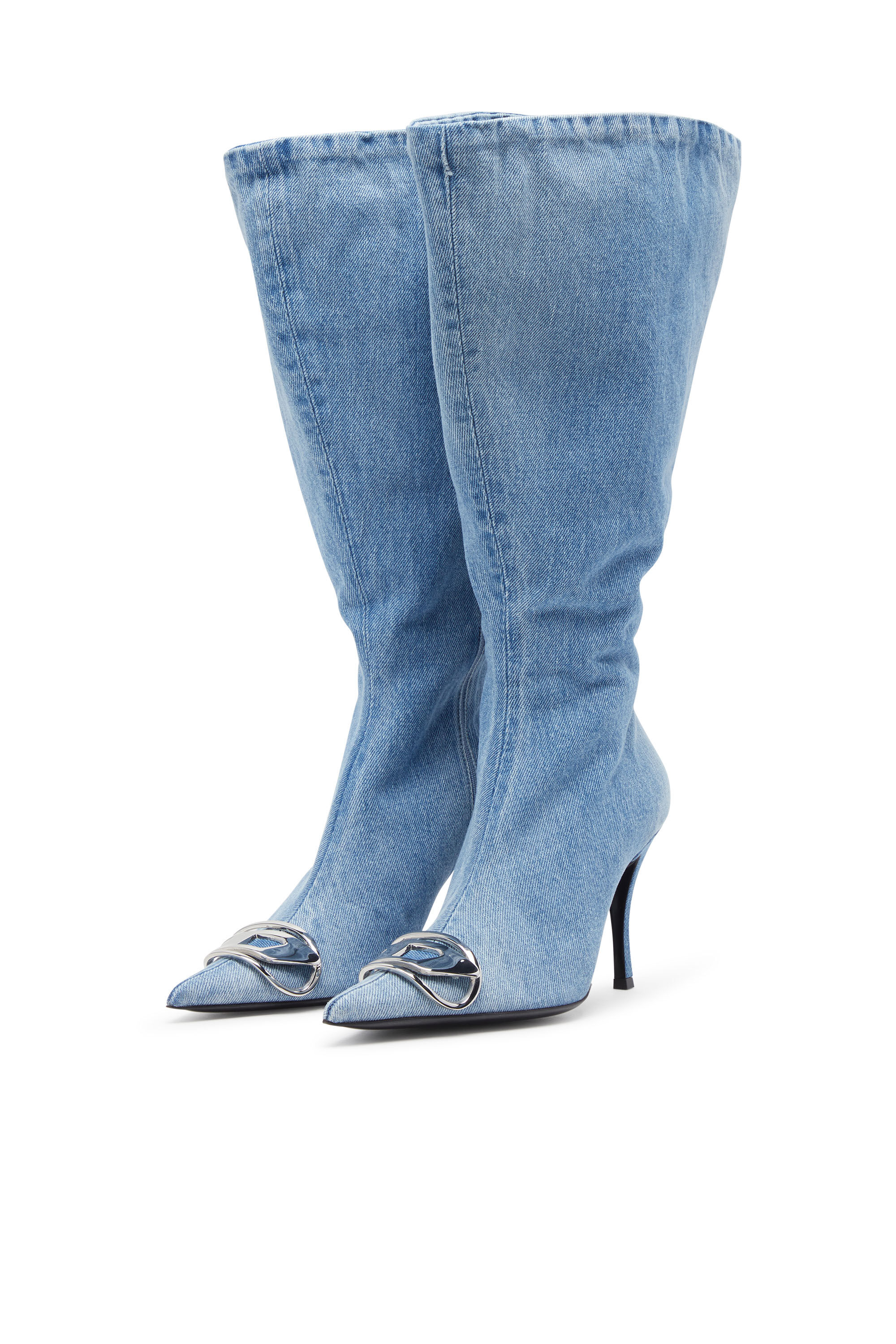 Diesel - D-VENUS KB LARGE, Female's D-Venus-Wide knee-high boots in denim in Light Blue - 8