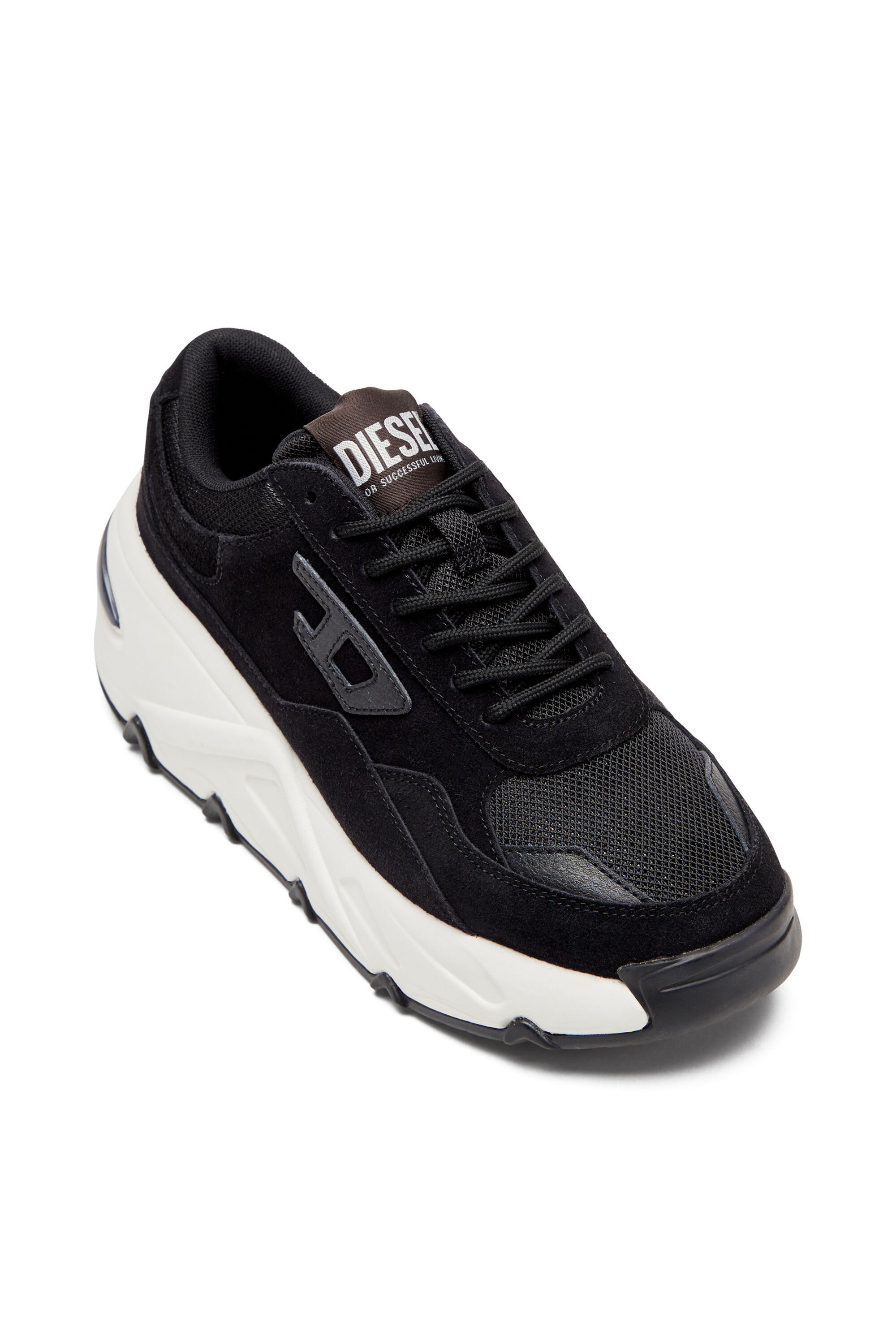 Diesel - S-SAVANNAH W, Woman's S-Savannah-Platform sneakers in suede and mesh in Black - 6