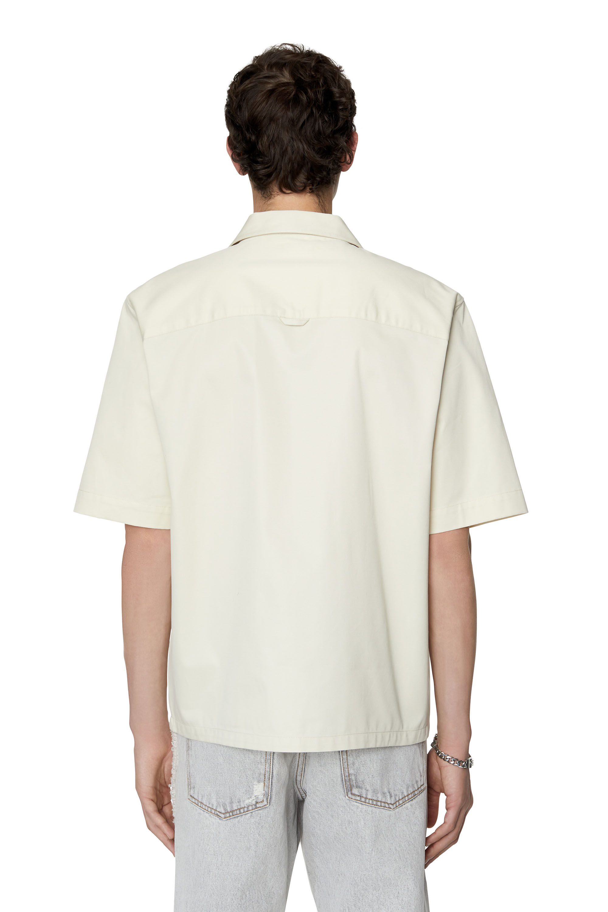 Diesel - S-MAC-22, Male's Bowling shirt with maxi logo print in Black/White - 5