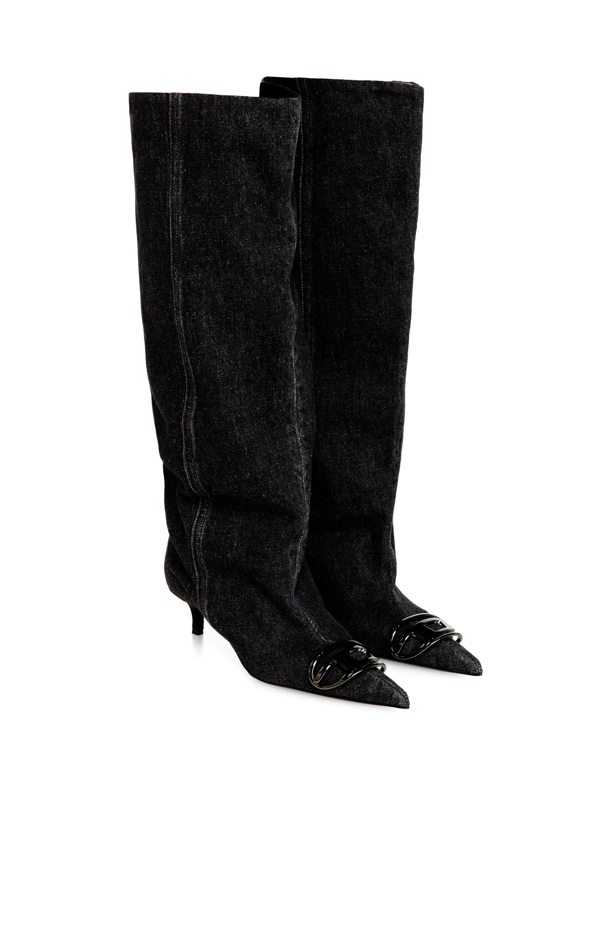 黒沢健一　CD「LOOKING FOR THE PLACES/BOOTS」 Women's D-Venus-Slouchy knee-high boot in denim | Black | Diesel