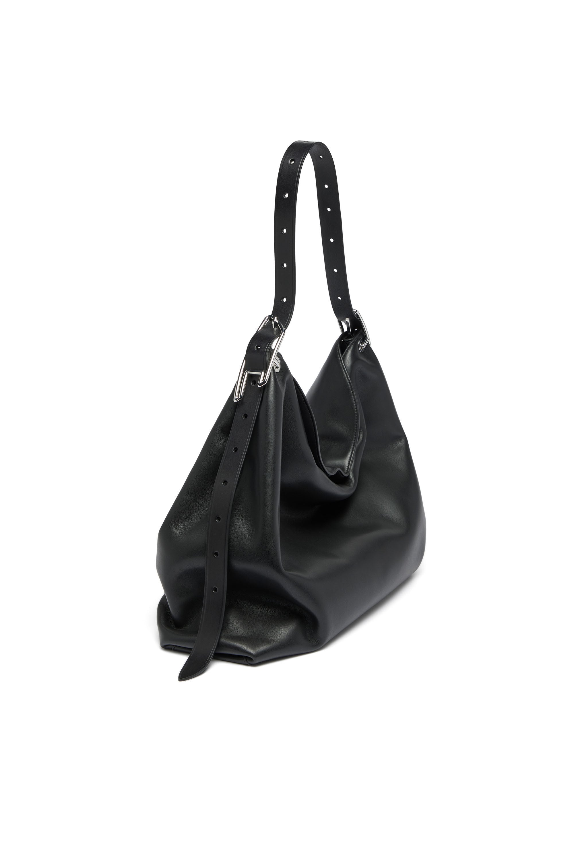 Diesel - D-LINE HOBO L, Woman's D-Line Slouchy Leather Shoulder Bag in Black - 7