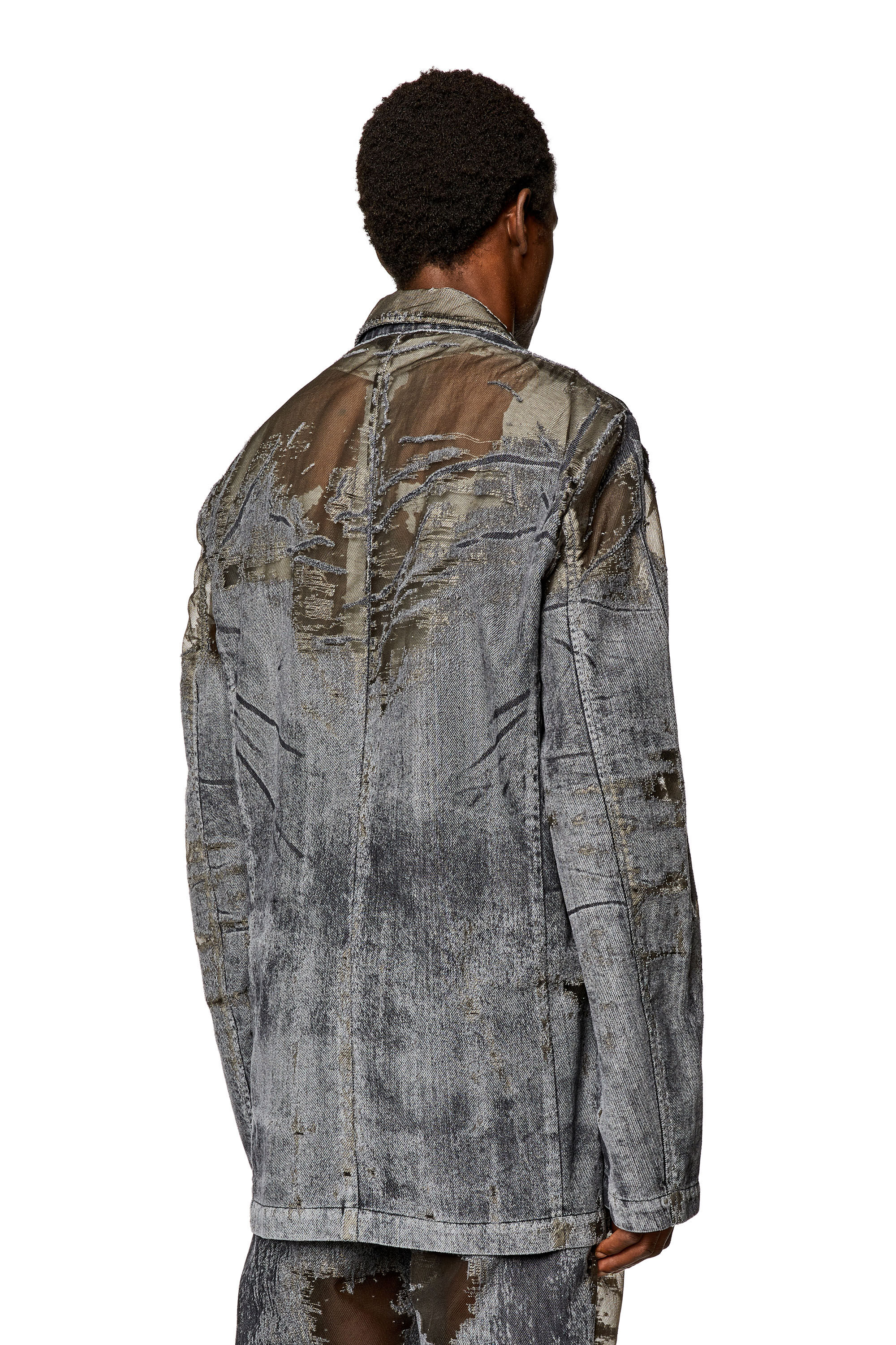 Men's Denim blazer with devoré | Black | Diesel