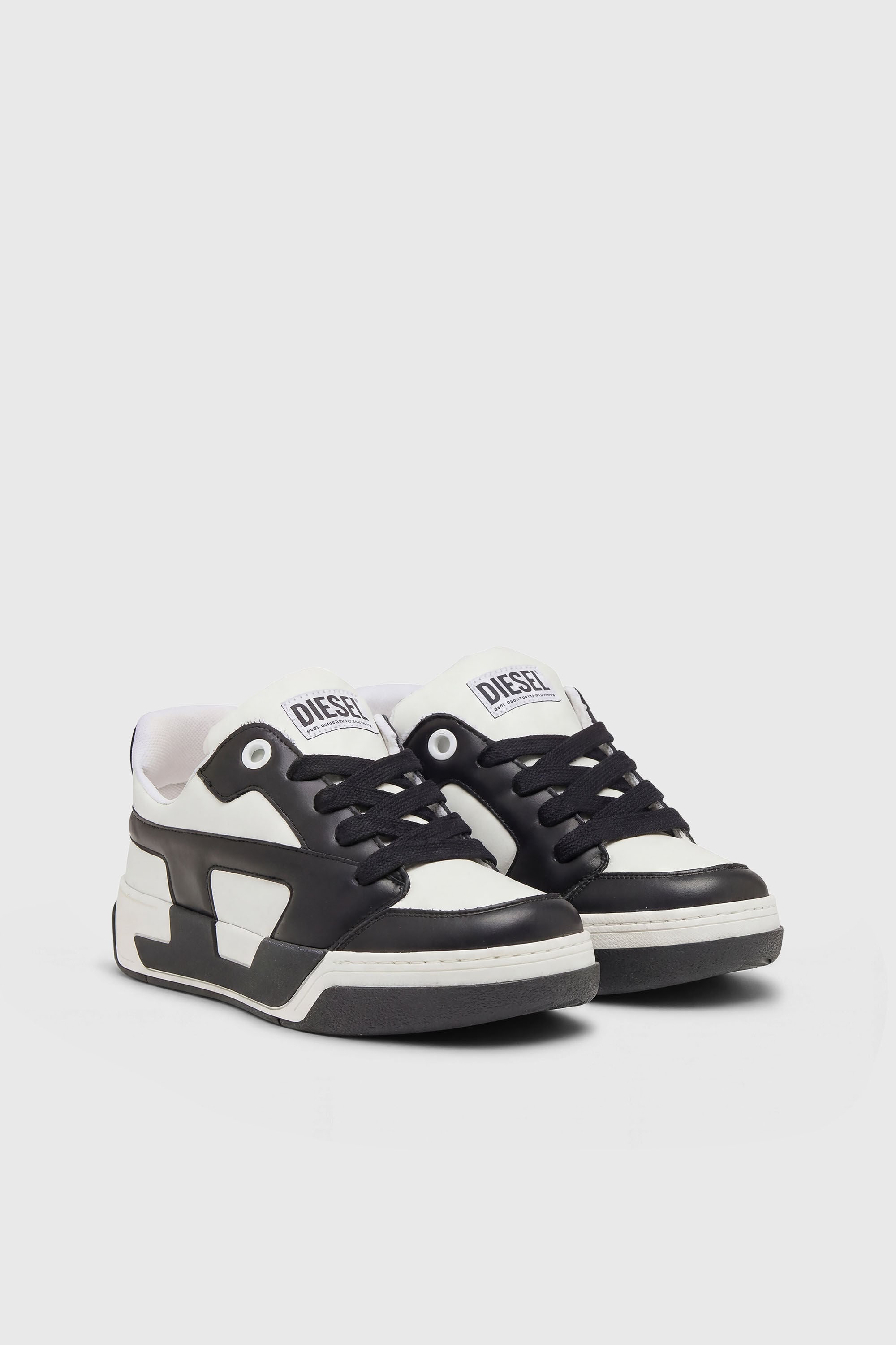 Diesel - S-D-OLLIE LOW, D-Ollie -Zapatillas en cuero de bloques de color Hombre in Blanco - 2