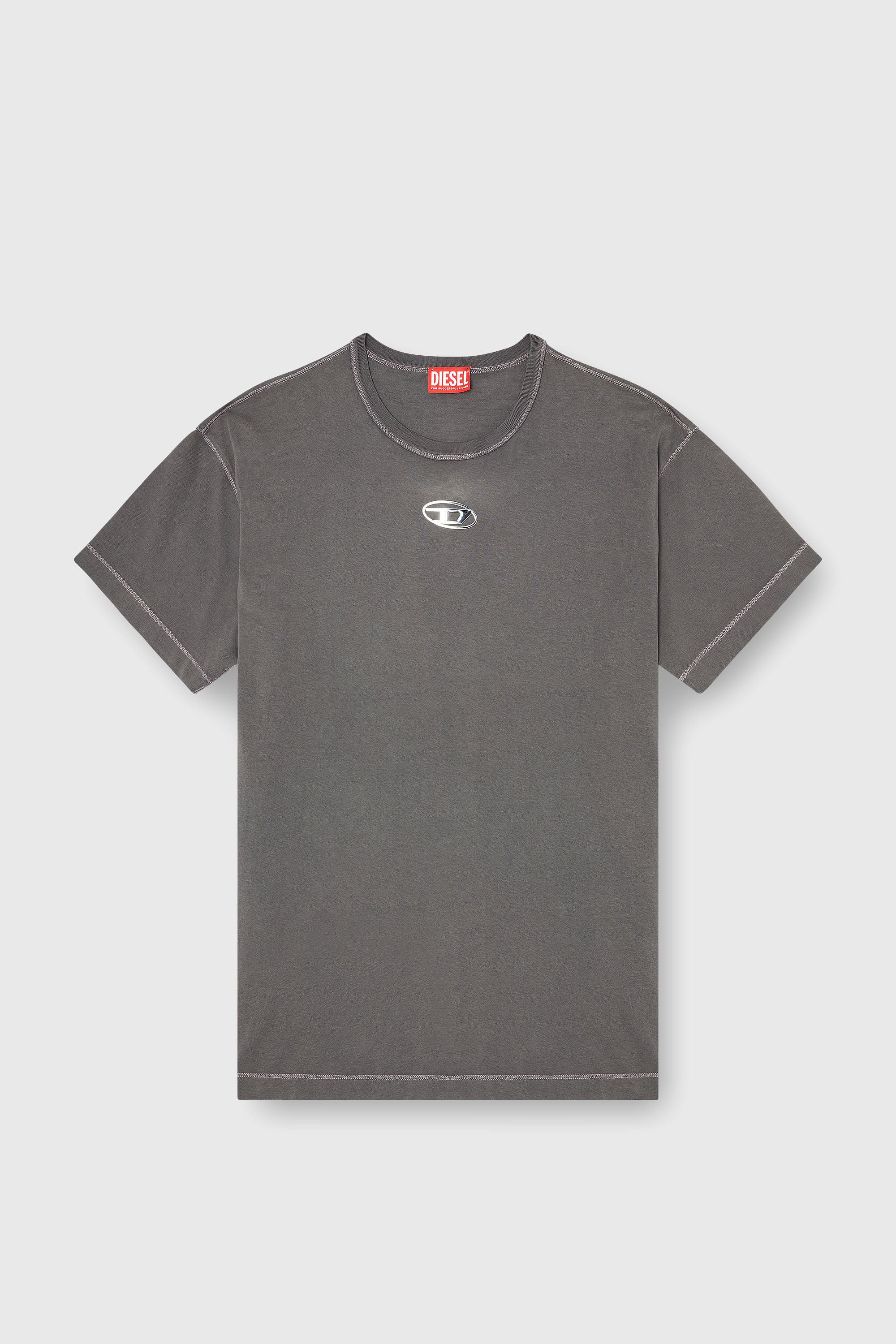Diesel - T-NORM-IOD, Man's Light cotton T-shirt with metallic Oval D logo in Grey - 2
