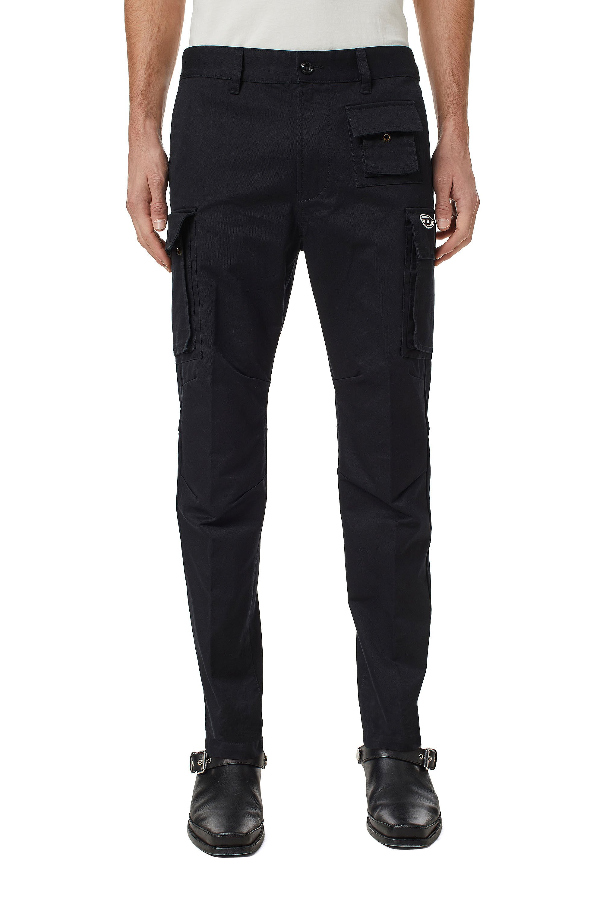 Diesel - P-COR-CL, Man's Cargo pants in cotton twill in Black - 3