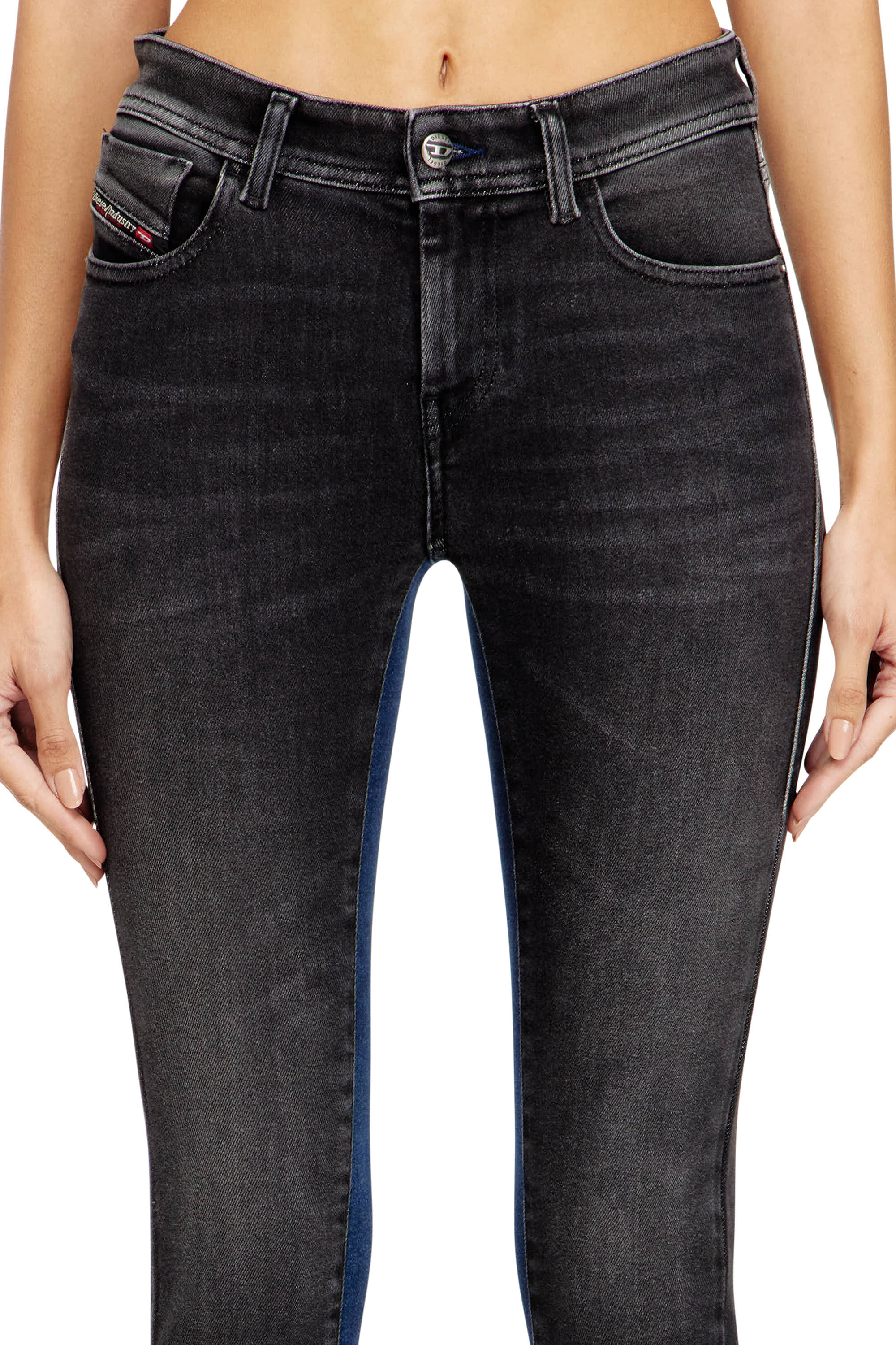 Diesel - Skinny Jeans 2017 Slandy 09N14 Femme, Noir/Gris fonc&eacute; - Image 4