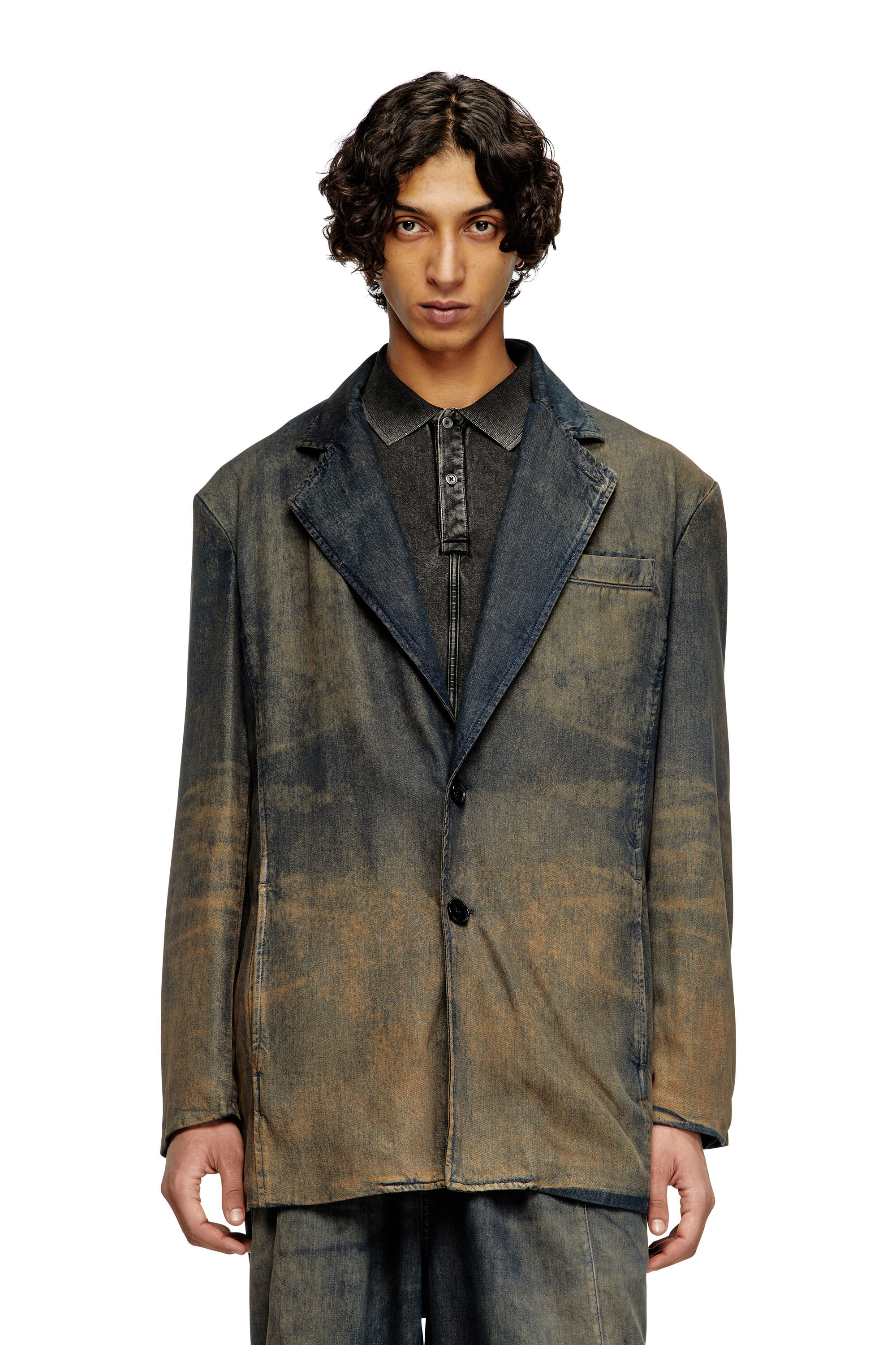 Women's Blazer in fluid shaded denim | Blue | Diesel