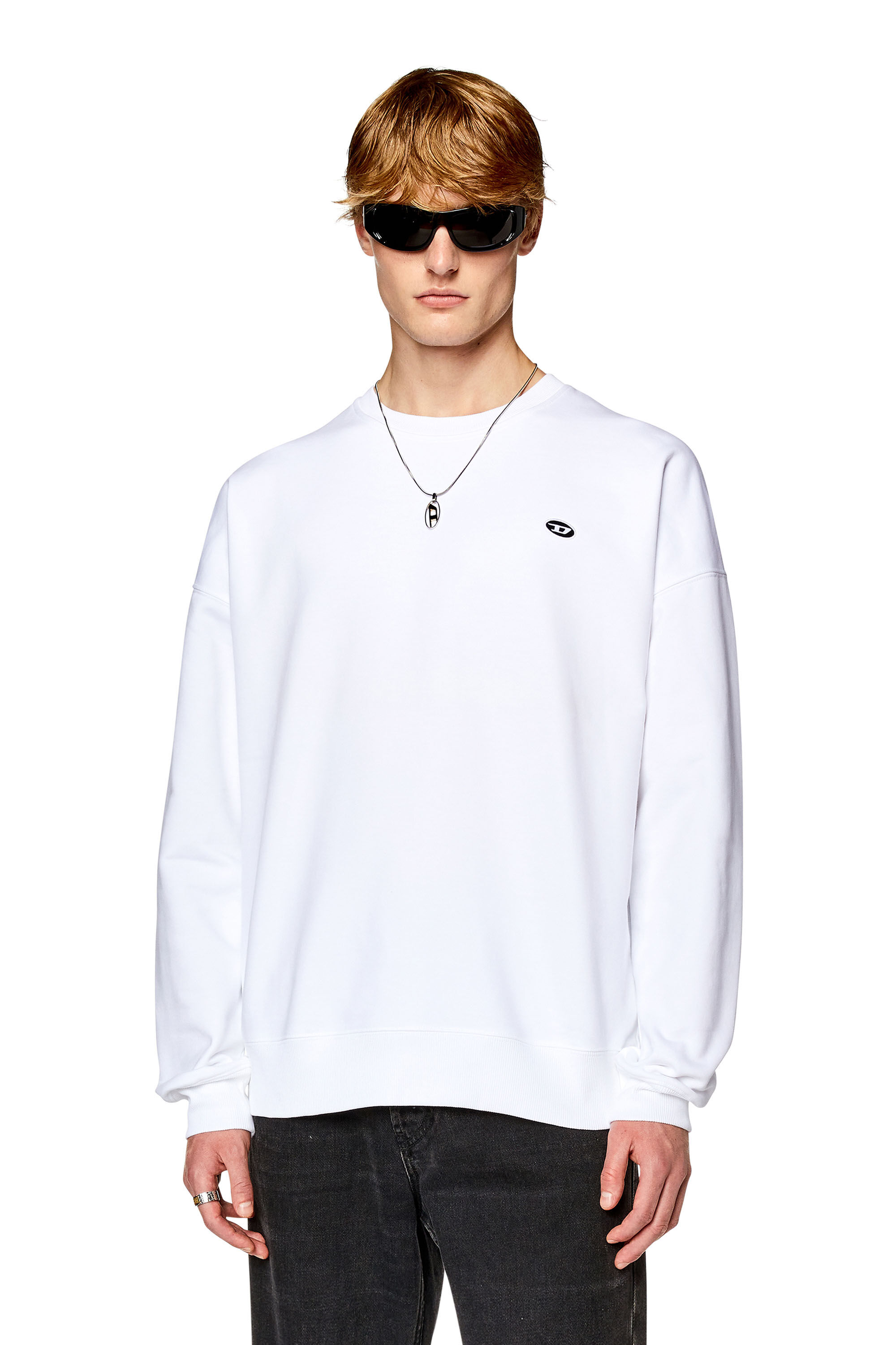 Diesel - S-ROB-DOVAL-PJ, Male's Sweatshirt with oval D patch in White - 3