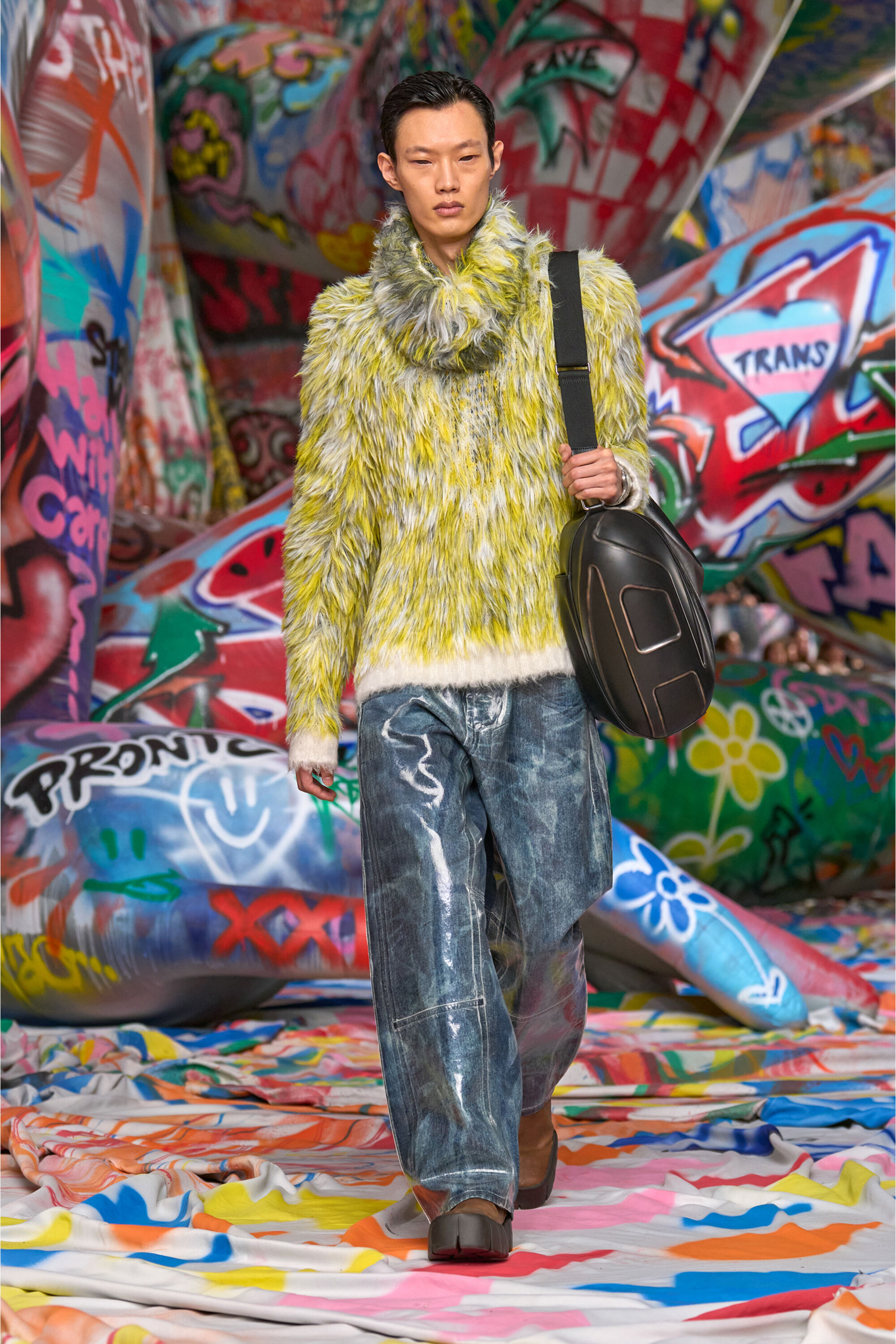 Men's Jumper in fluffy jacquard knit | Multicolor | Diesel