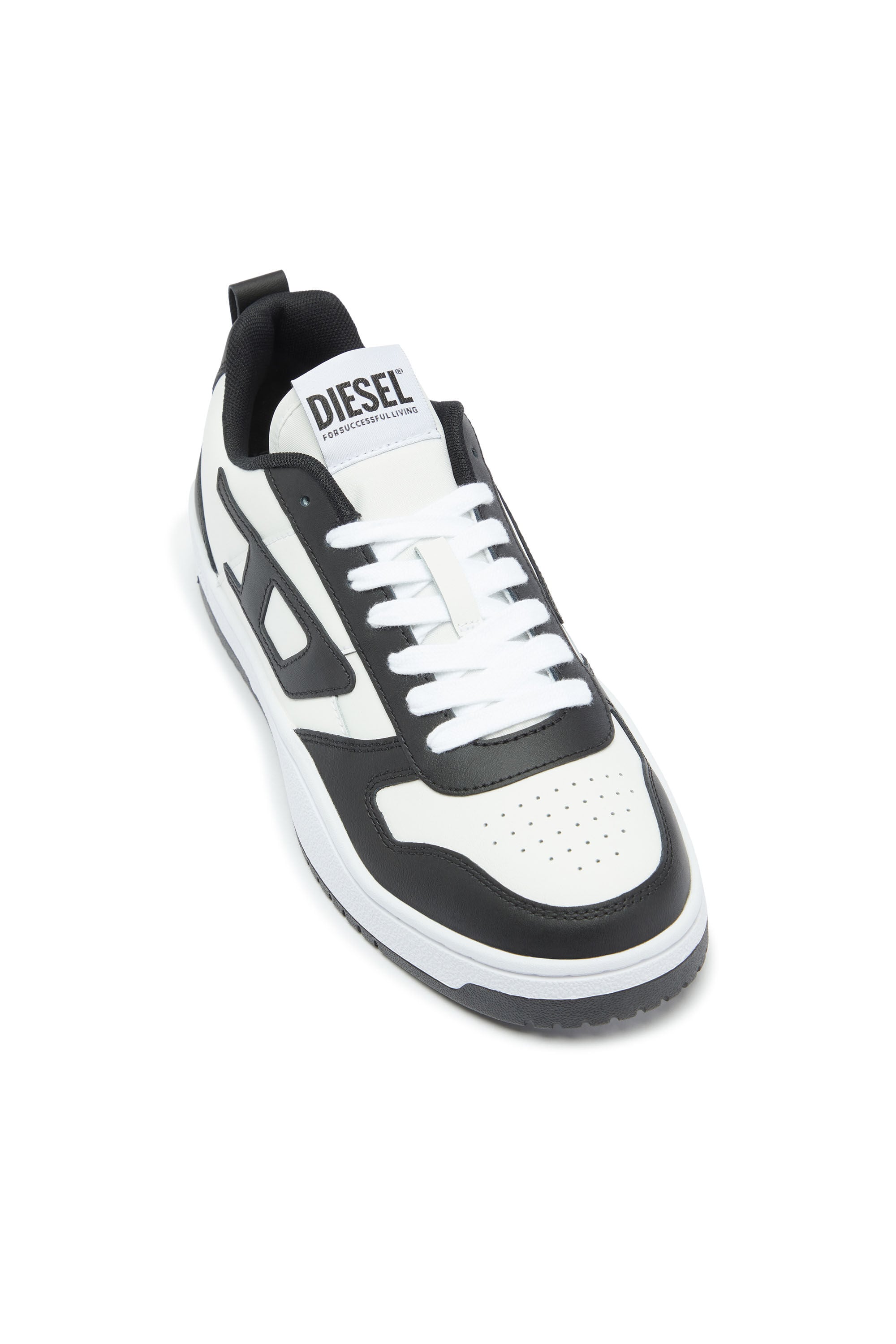 Diesel - S-UKIYO V2 LOW, Man's S-Ukiyo Low-Low-top sneakers in leather and nylon in Black/White - 6