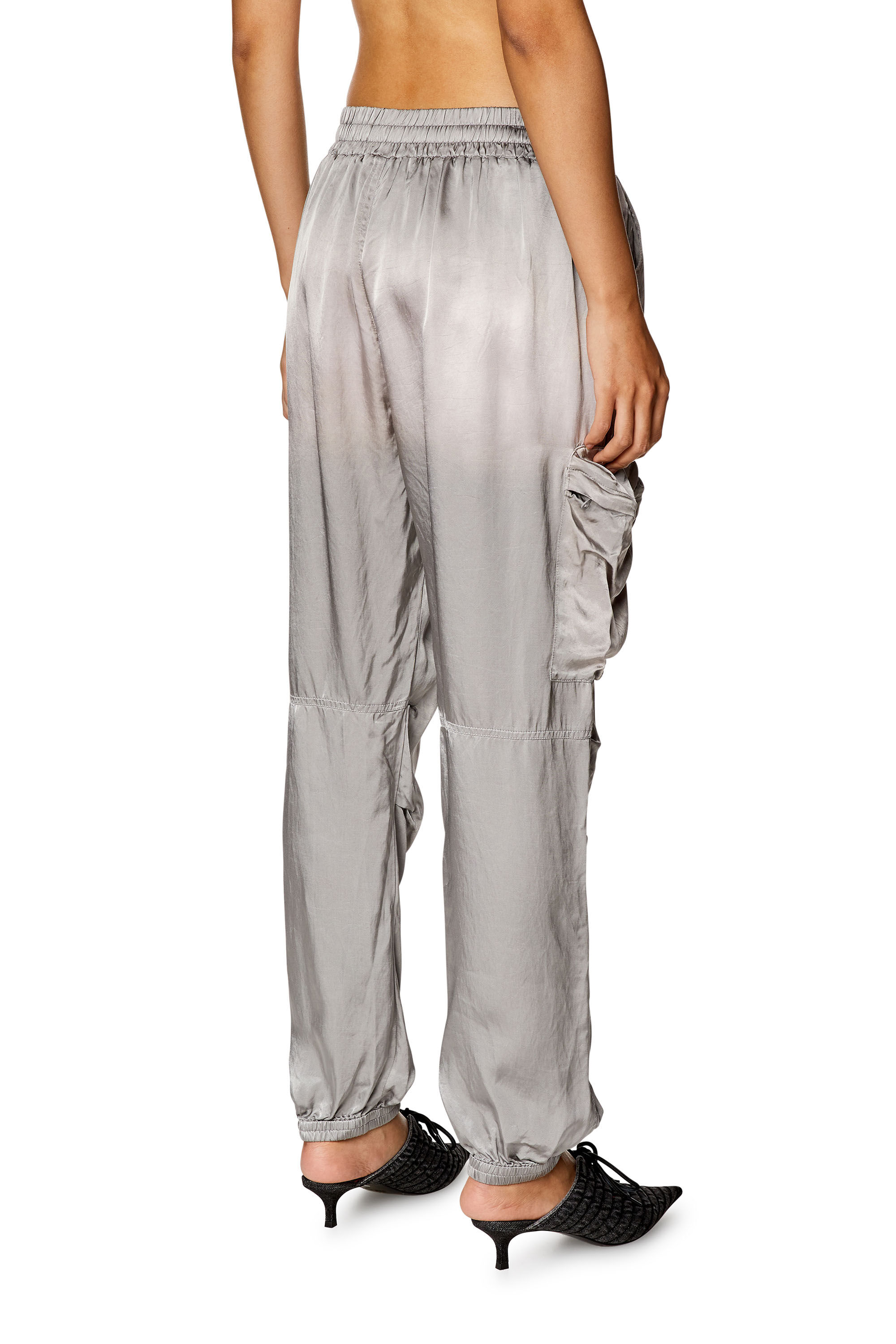 Diesel - P-MIROW-N1, Woman's Cargo pants in treated satin in Grey - 5