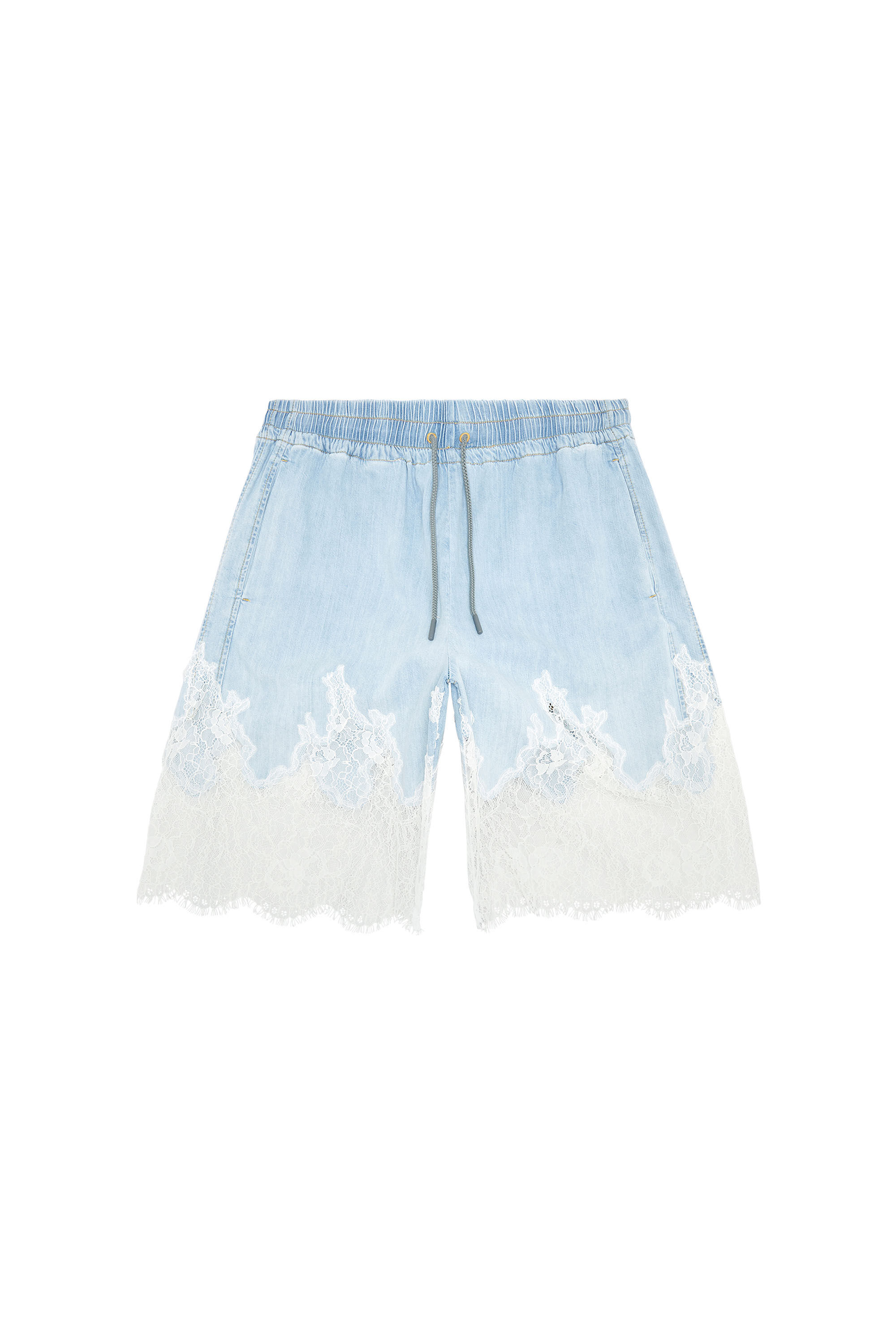 Diesel - DE-MALKIA-S, Woman's Bermuda shorts in denim and lace in Light Blue - 2