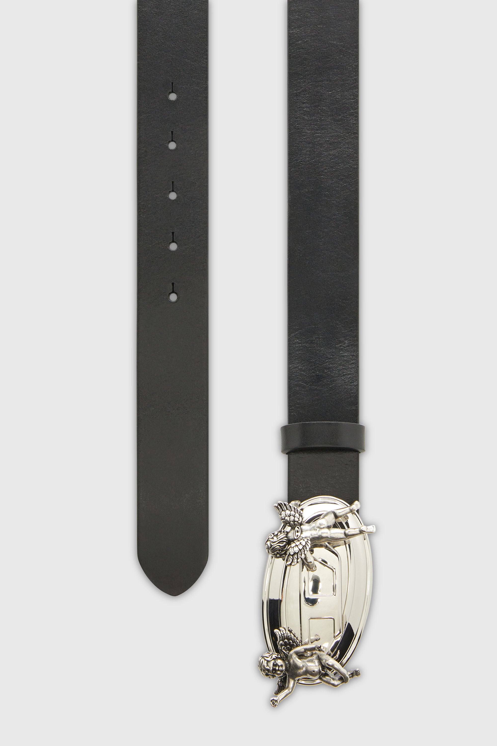 Diesel - B-OVAL ANGELS 35, Female's 3.5cm leather belt with cherub Oval D buckle in Black - 2