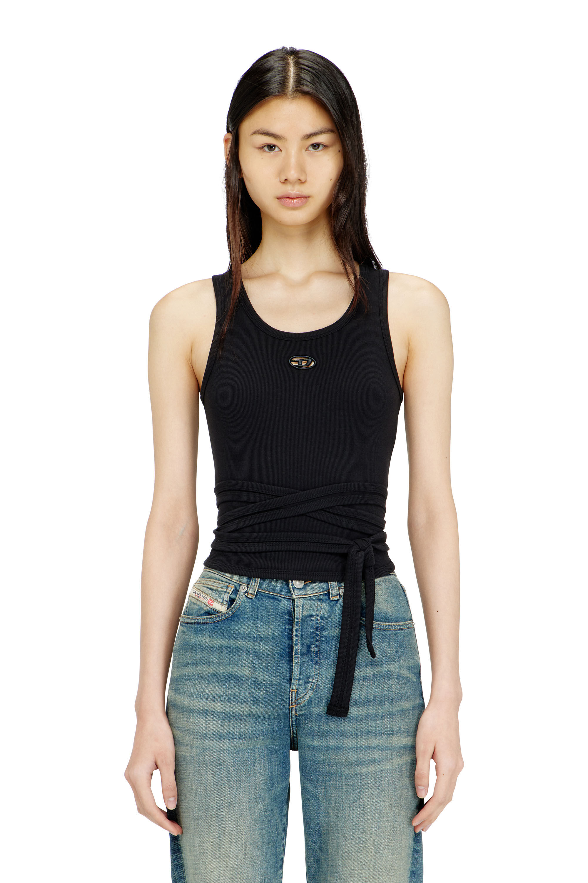 Women's Crop top with wrap-around laces | Black | Diesel