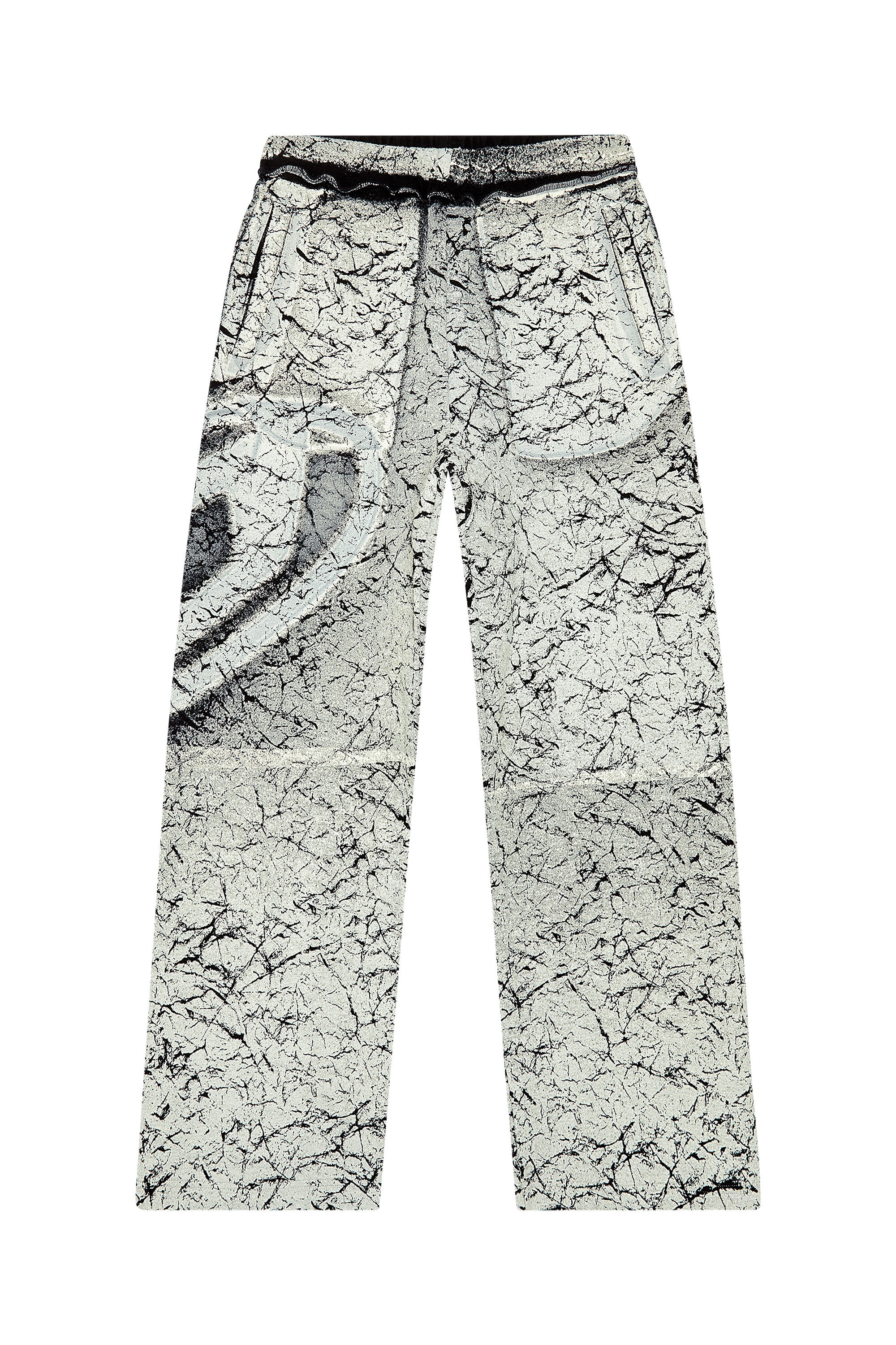 Diesel - P-MARKOVAL, Male's Track pants with cracked coating in Black/White - 2