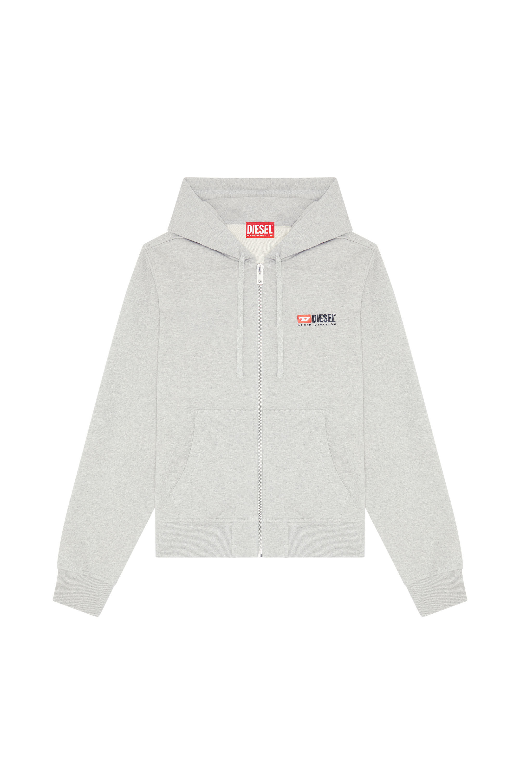 Diesel - S-GINN-HOOD-ZIP-DIV, Male's Denim Division zip-up hoodie in Light Grey - 2