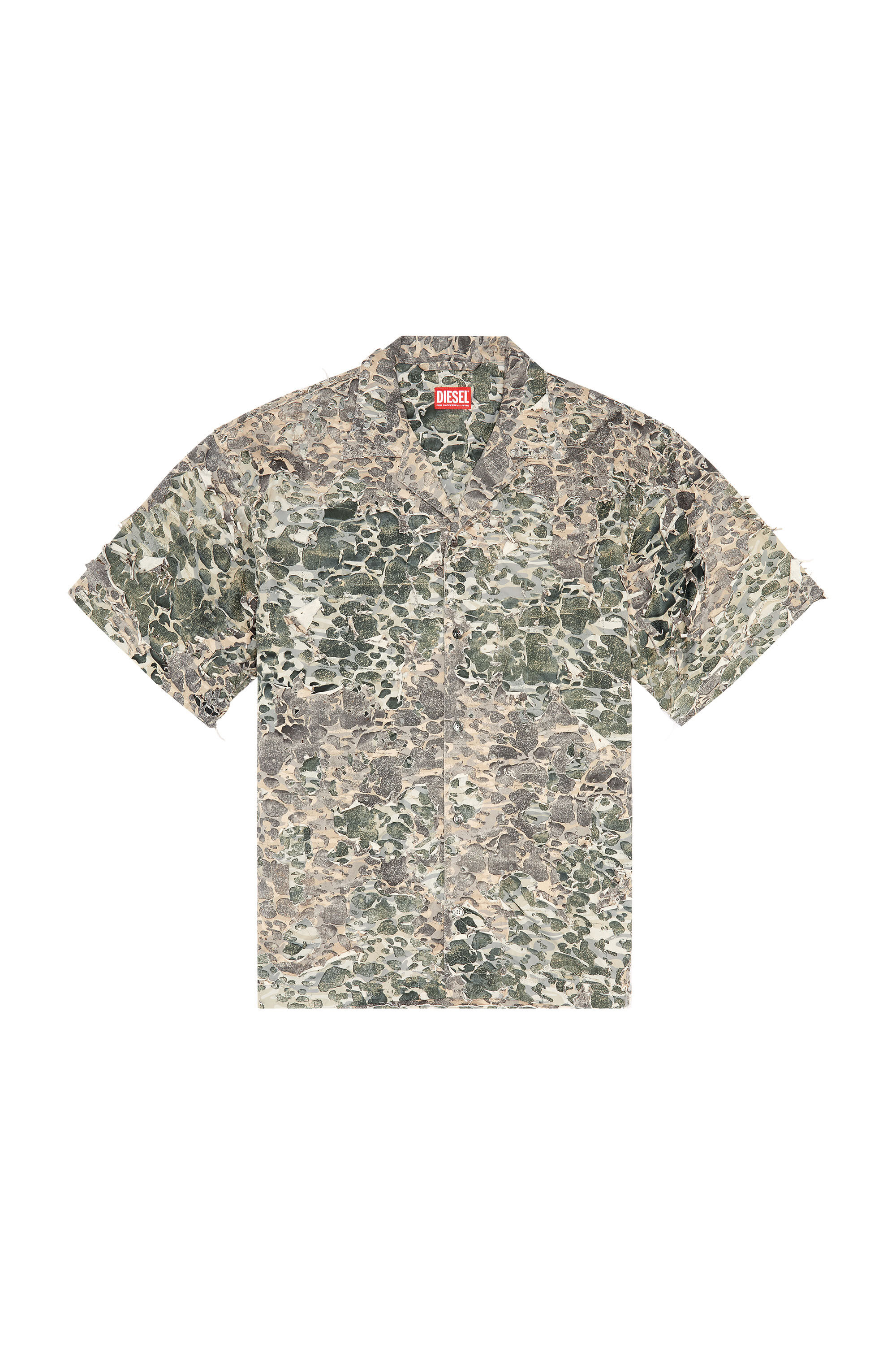 Diesel - S-HOCKNEY-CAMU, Chemise camouflage avec finition destroy Homme in Polychrome - 2