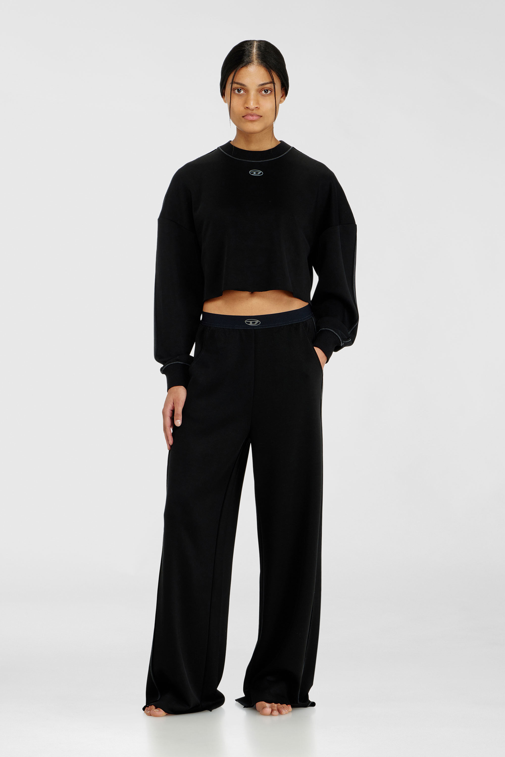 Women's Crop top in light stretch scuba | Black | Diesel {{Country}}